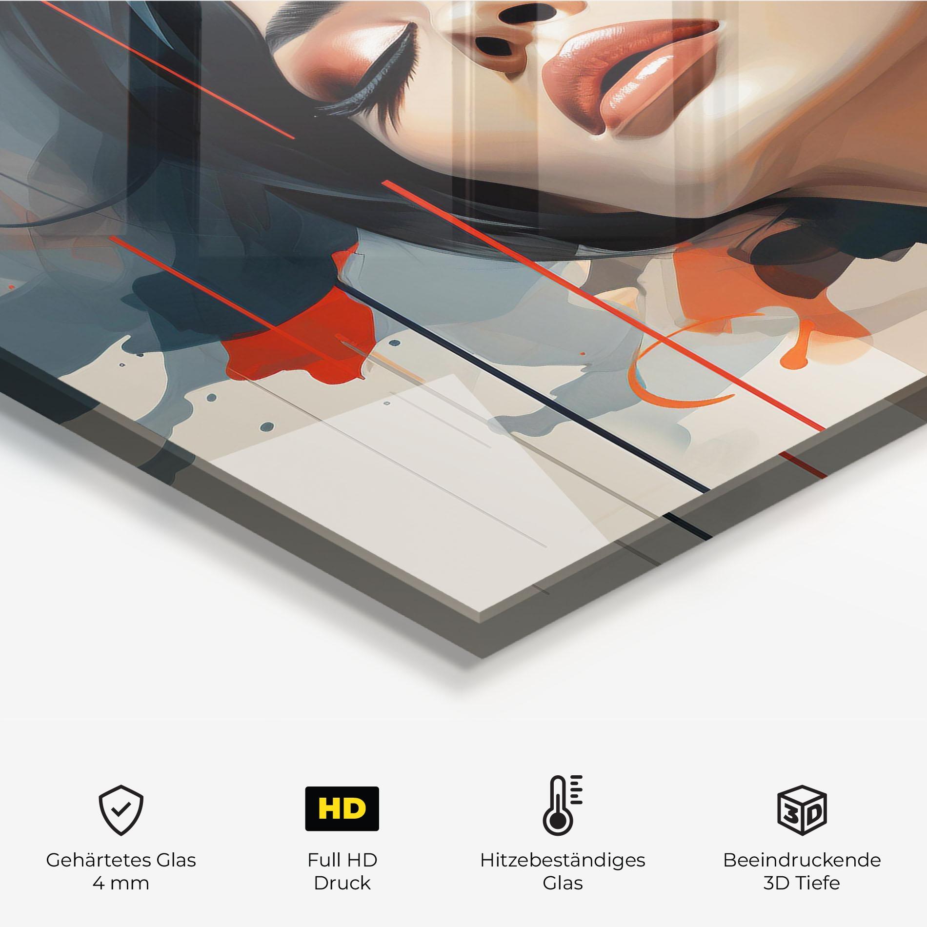 Küchenrückwand Glas Pretty Woman On Red mockup 2