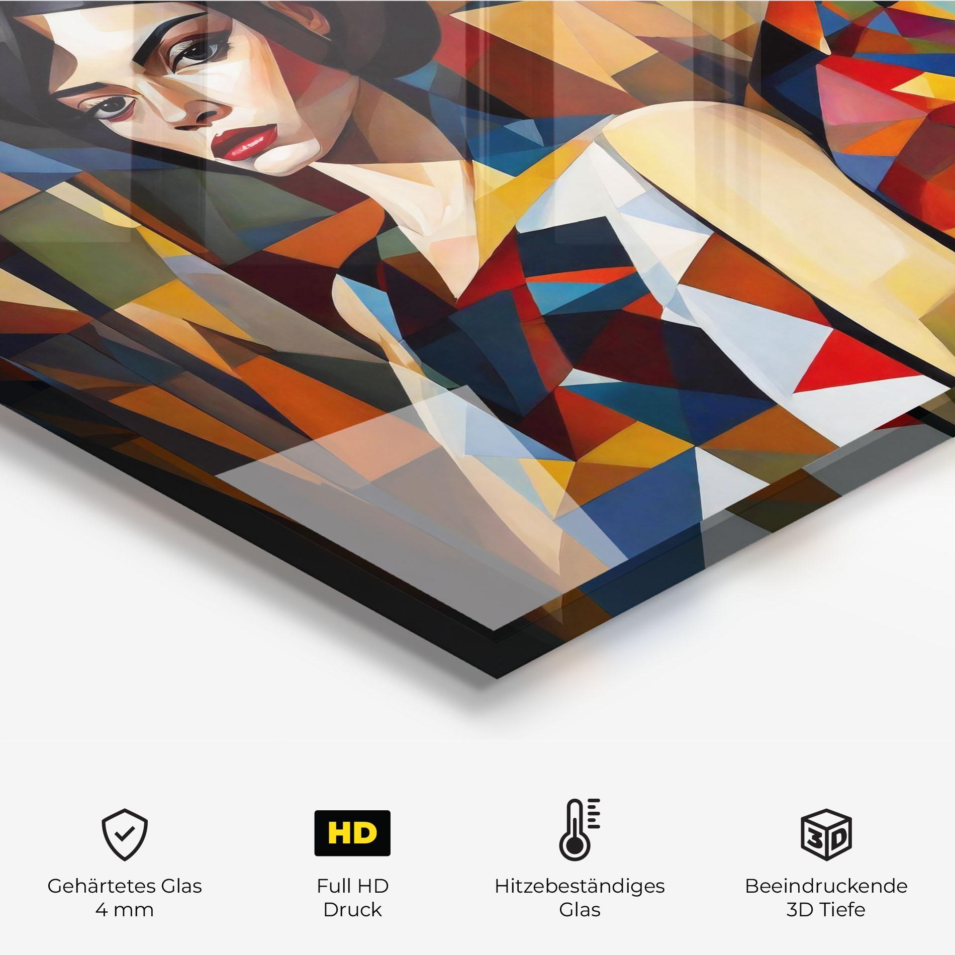 Küchenrückwand Glas Young Abstract Women mockup 2