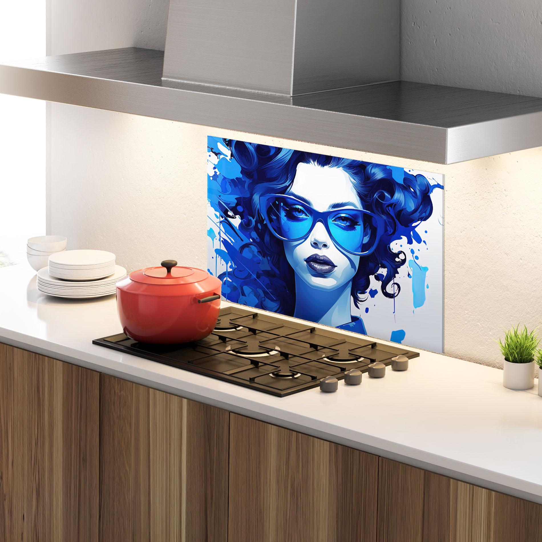 Küchenrückwand Glas Big Blue Glasses mockup 4