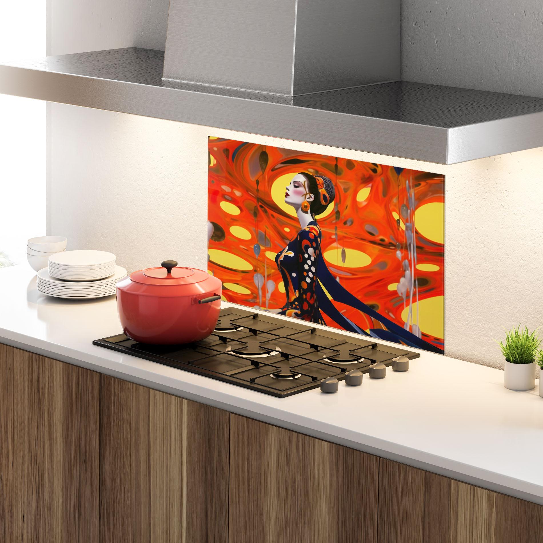 Küchenrückwand Glas Big Orange Accesories mockup 4