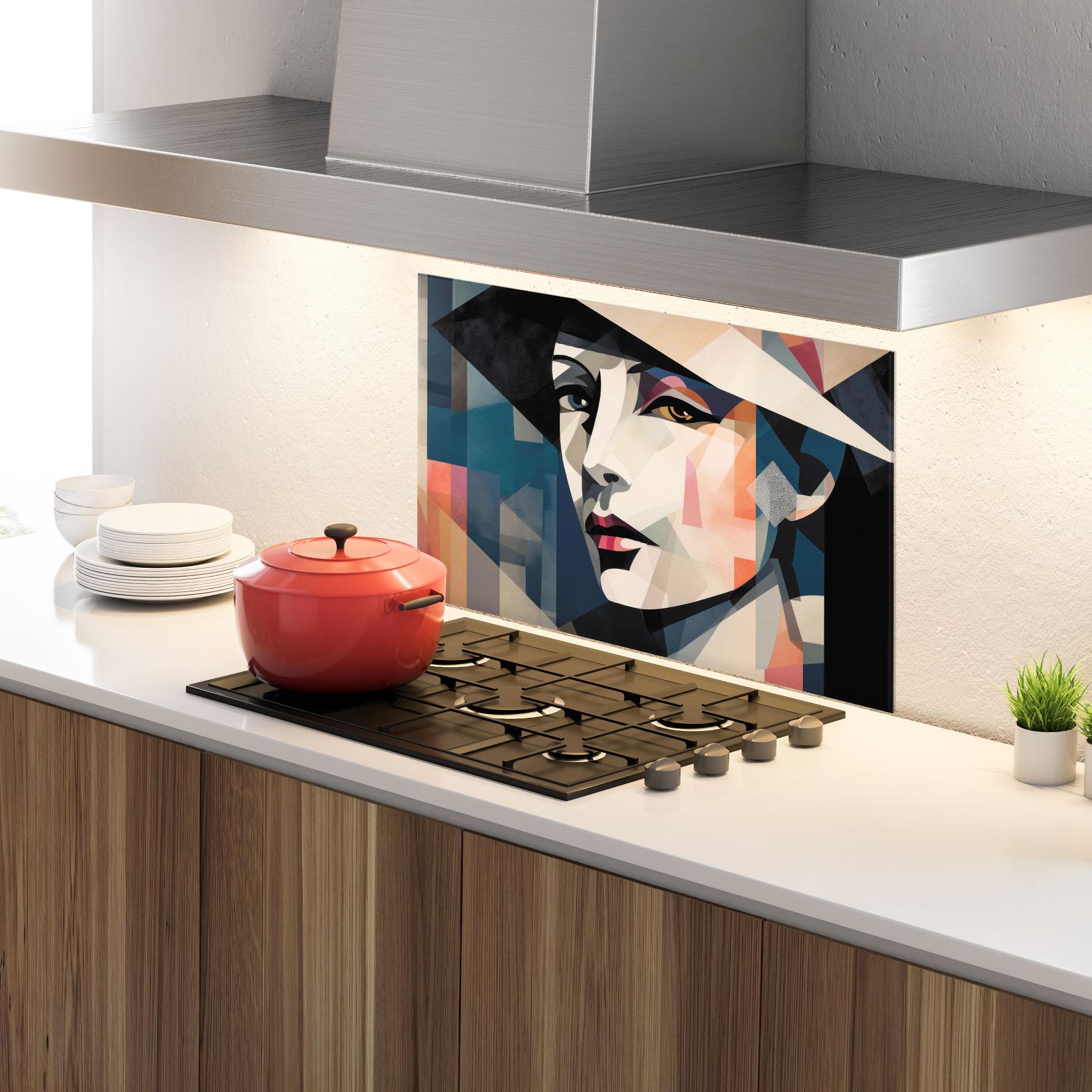 Küchenrückwand Glas Chicago Portrait mockup 4