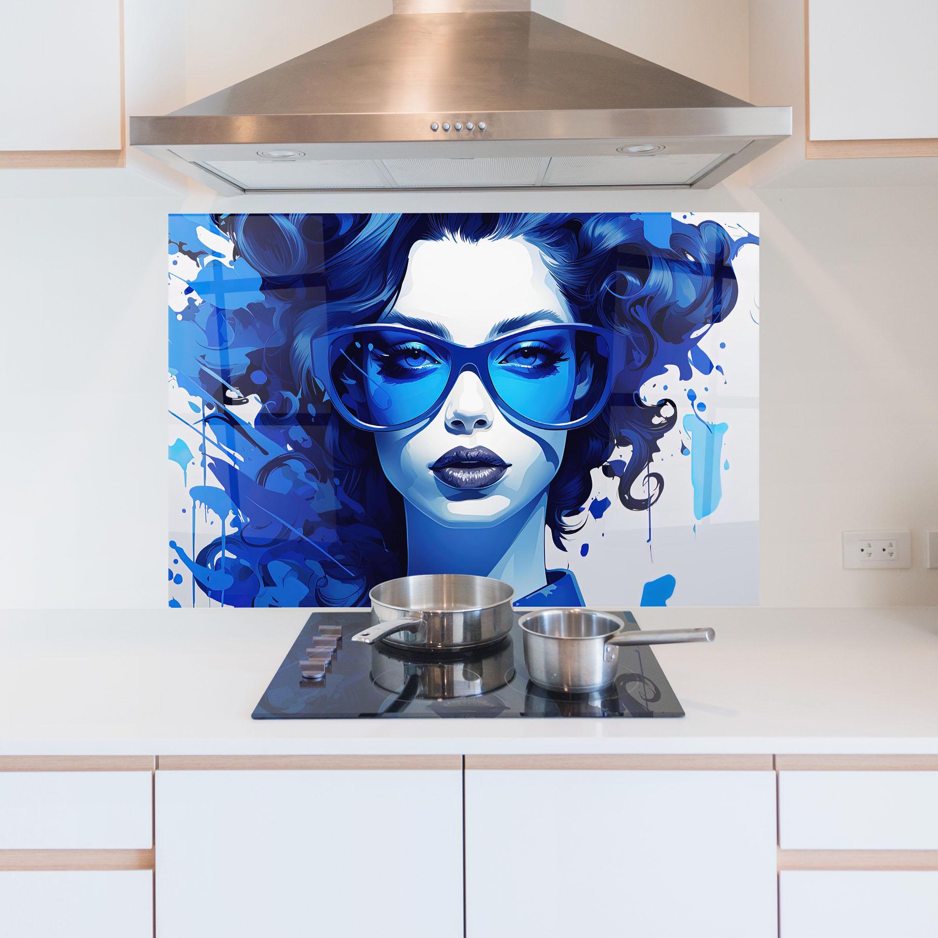Küchenrückwand Glas Big Blue Glasses mockup 5
