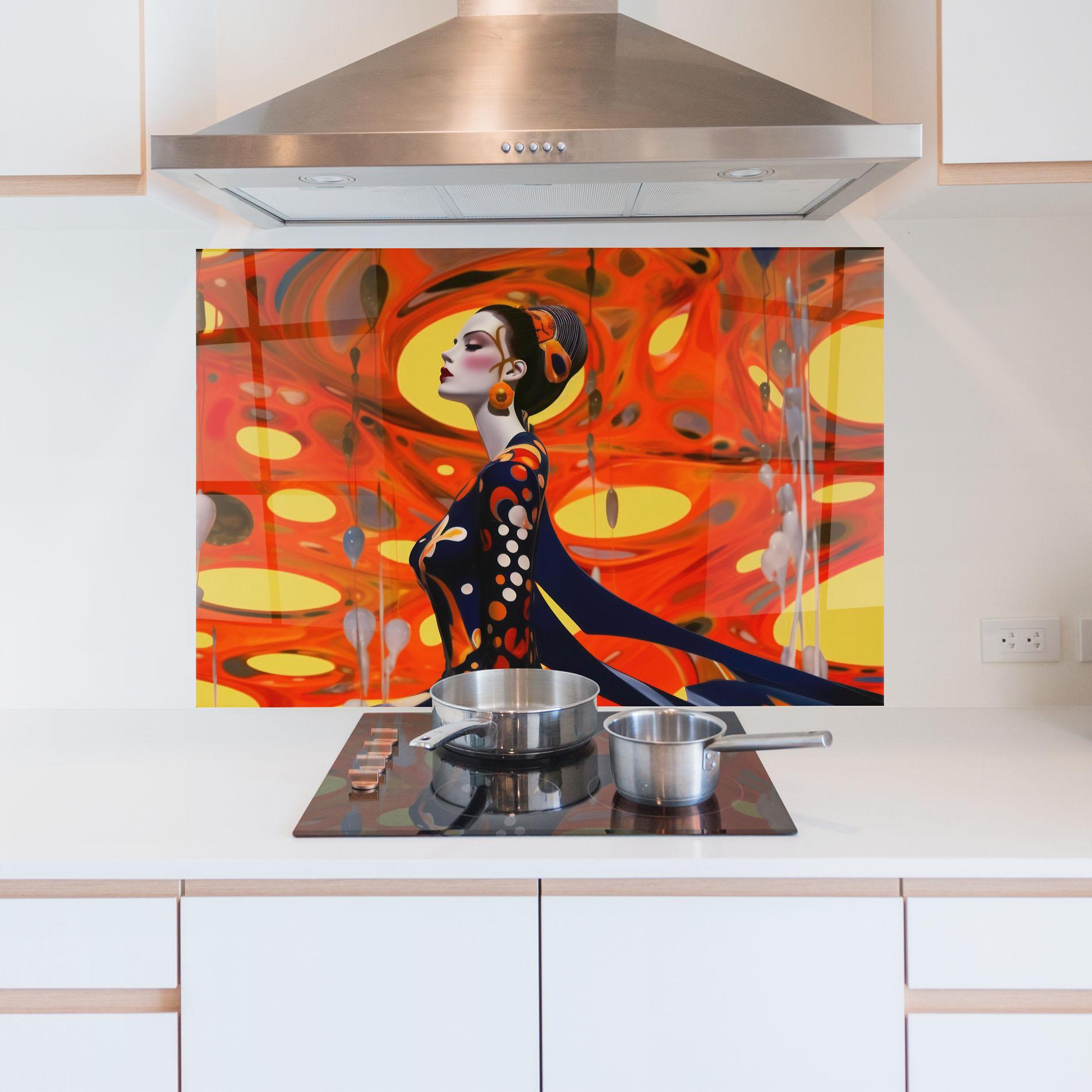 Küchenrückwand Glas Big Orange Accesories mockup 5
