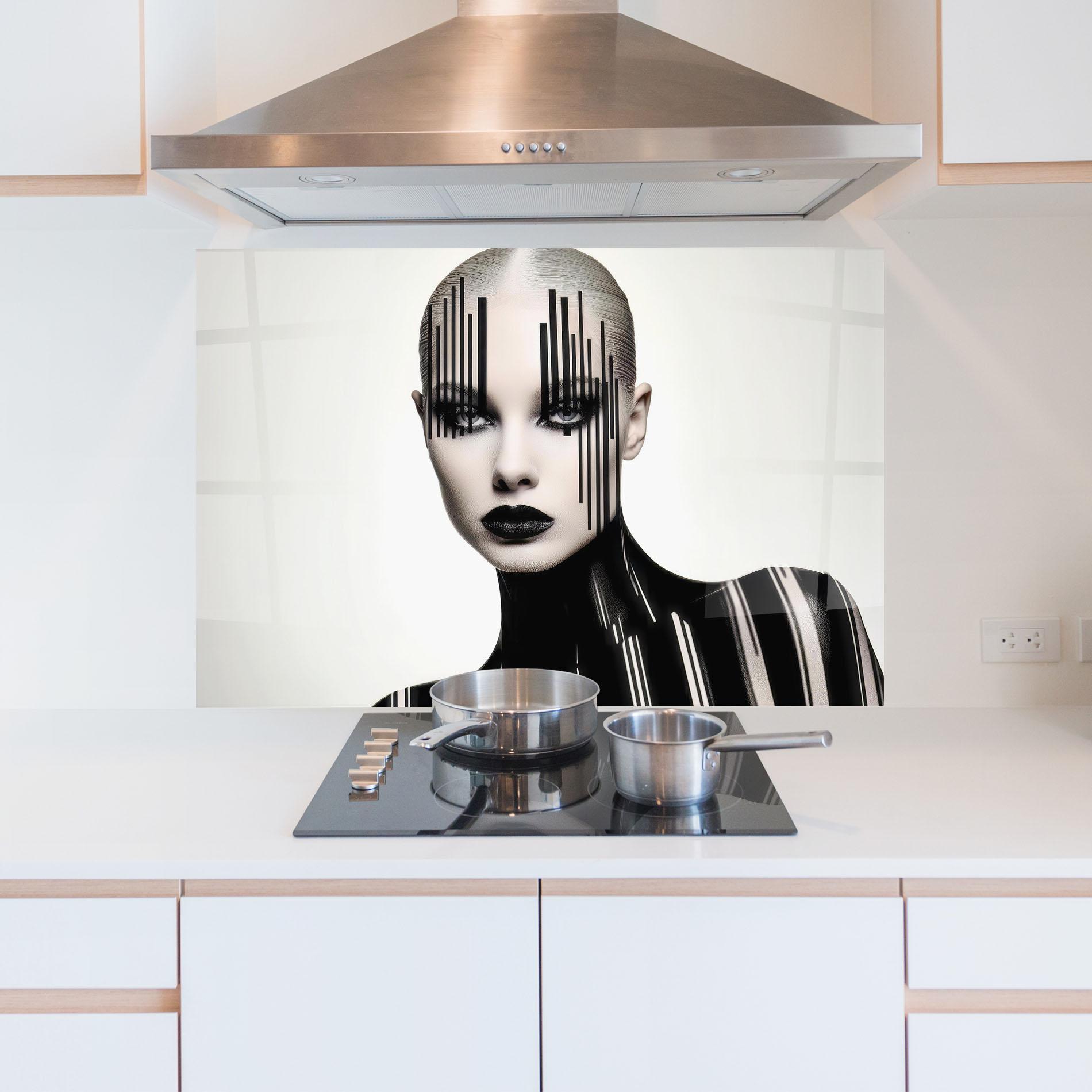 Küchenrückwand Glas Black Lips And Outfit mockup 5