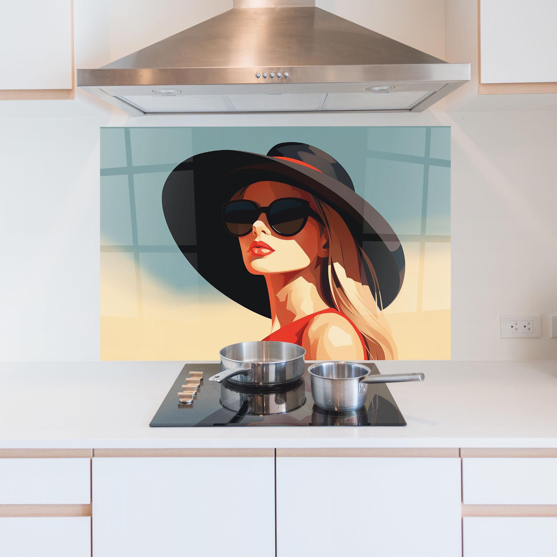 Küchenrückwand Glas Caucasian Glamor Model mockup 5