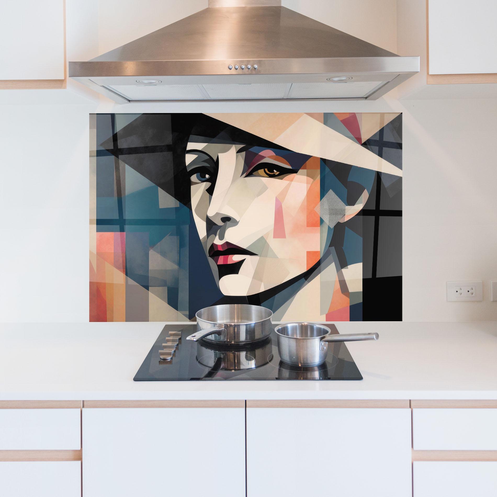 Küchenrückwand Glas Chicago Portrait mockup 5