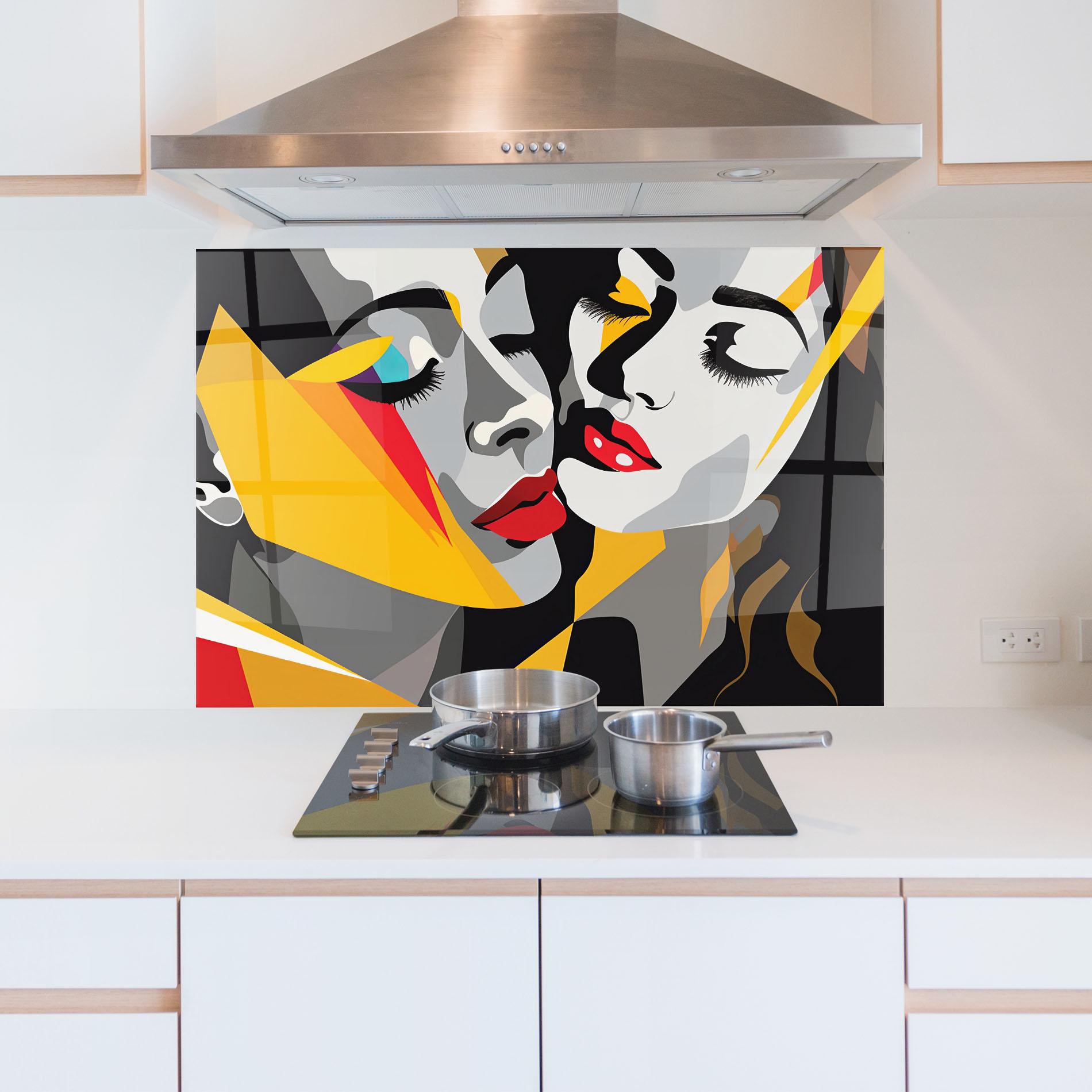 Küchenrückwand Glas Dreamy Modern Female mockup 5