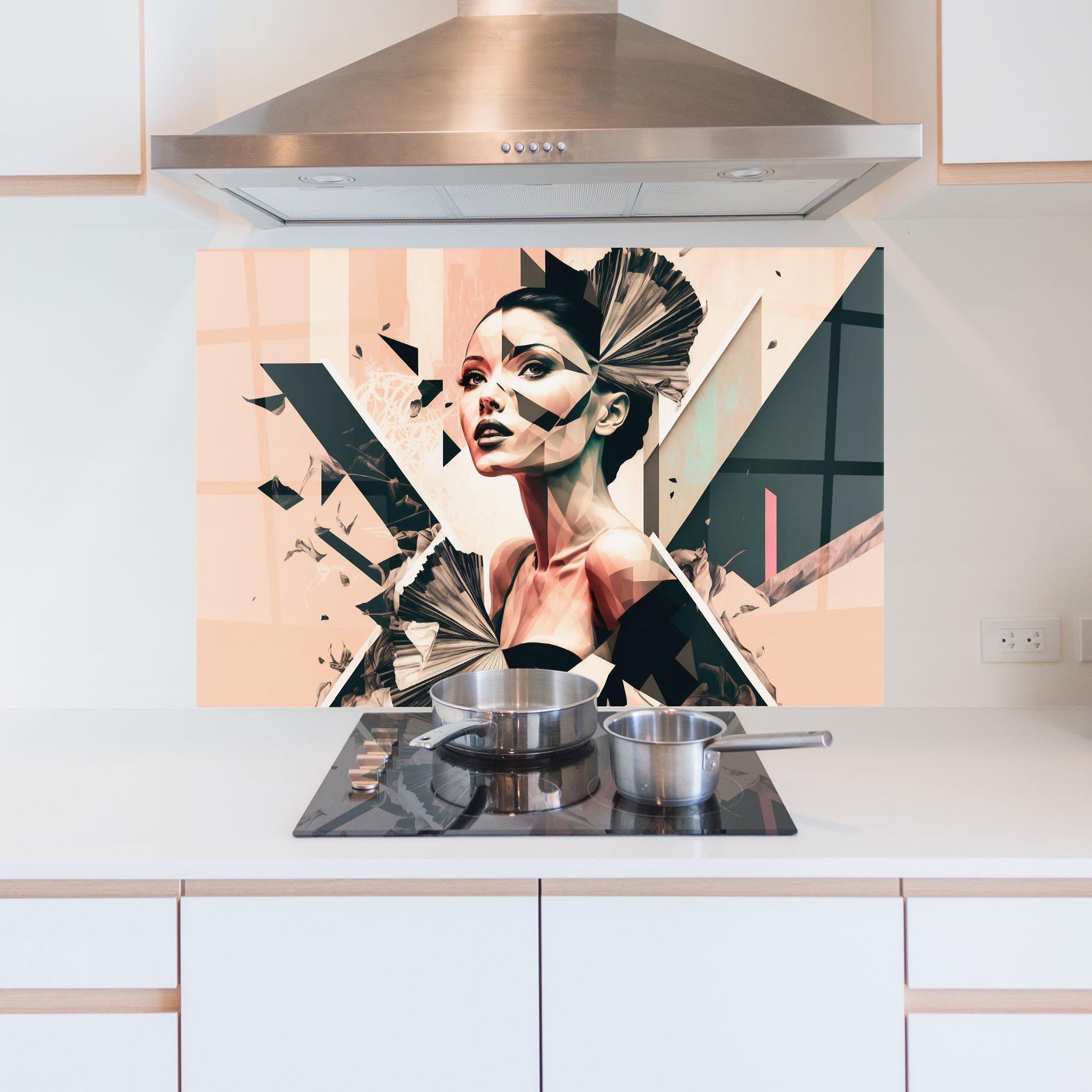 Küchenrückwand Glas Fashionista Design mockup 5