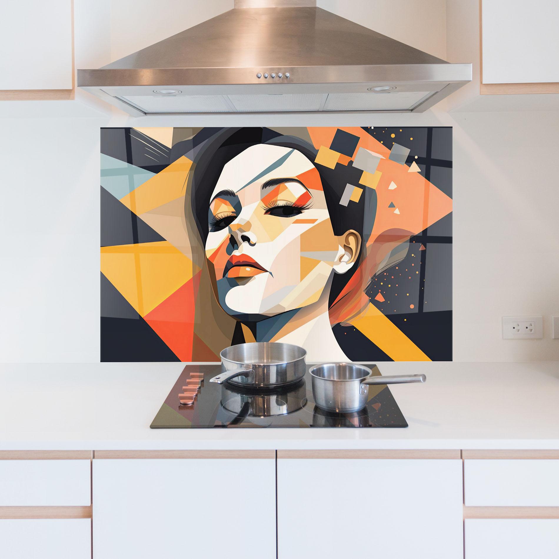 Küchenrückwand Glas Modern Orange Makeup mockup 5