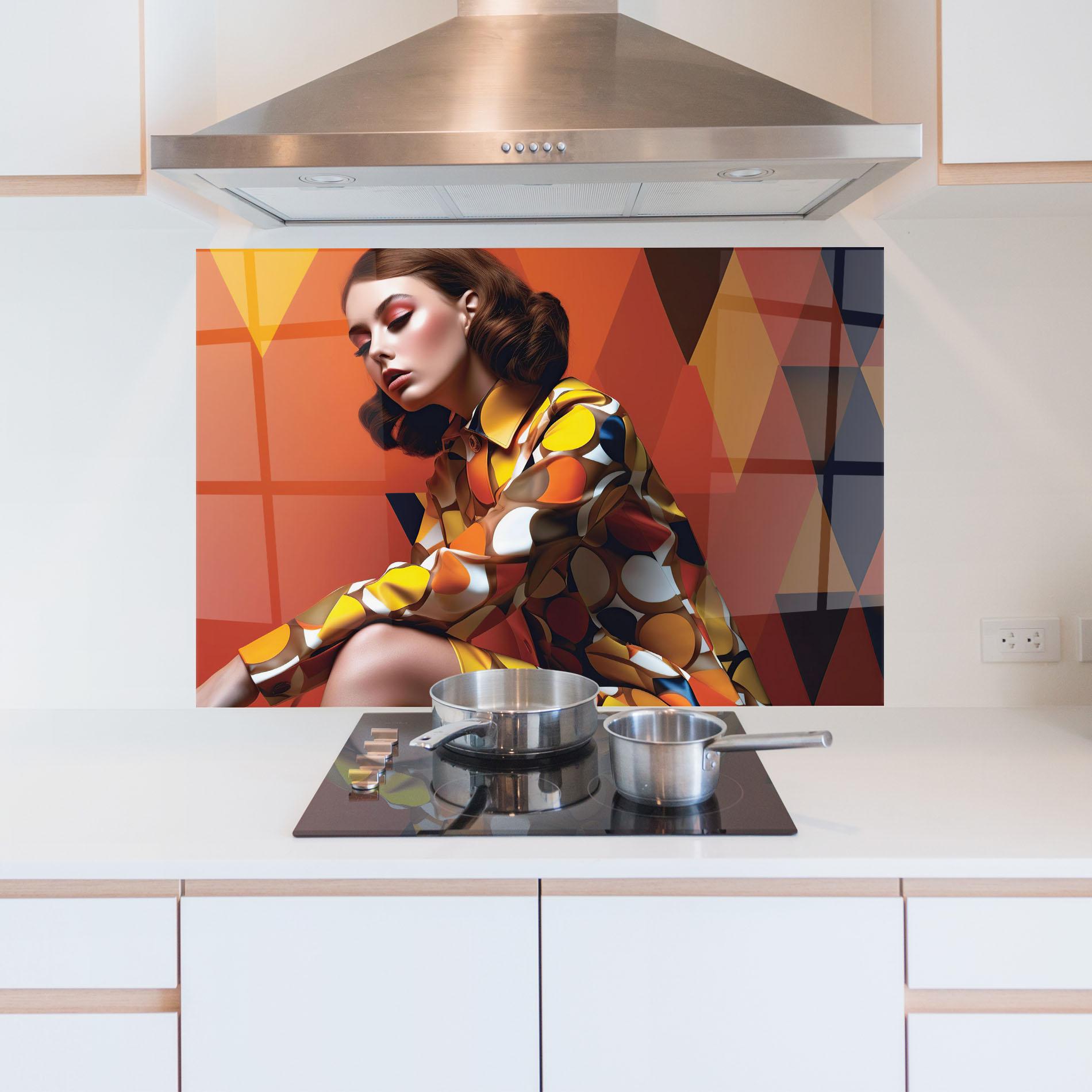 Küchenrückwand Glas Orange Fashion Design mockup 5