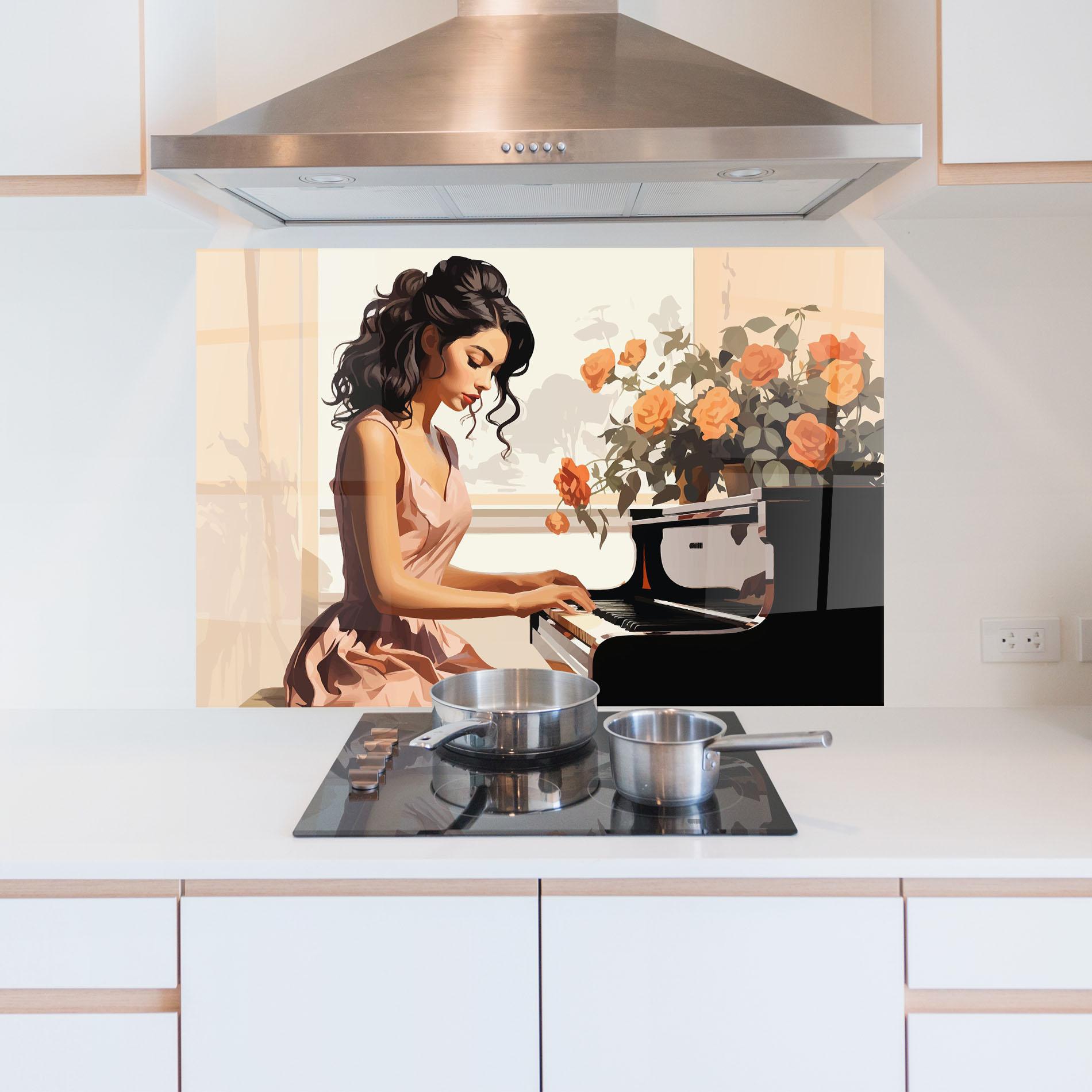 Küchenrückwand Glas Singer Painting mockup 5