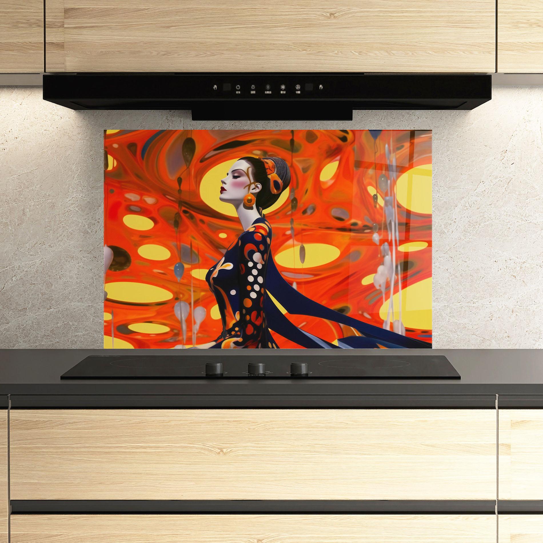 Küchenrückwand Glas Big Orange Accesories mockup 3