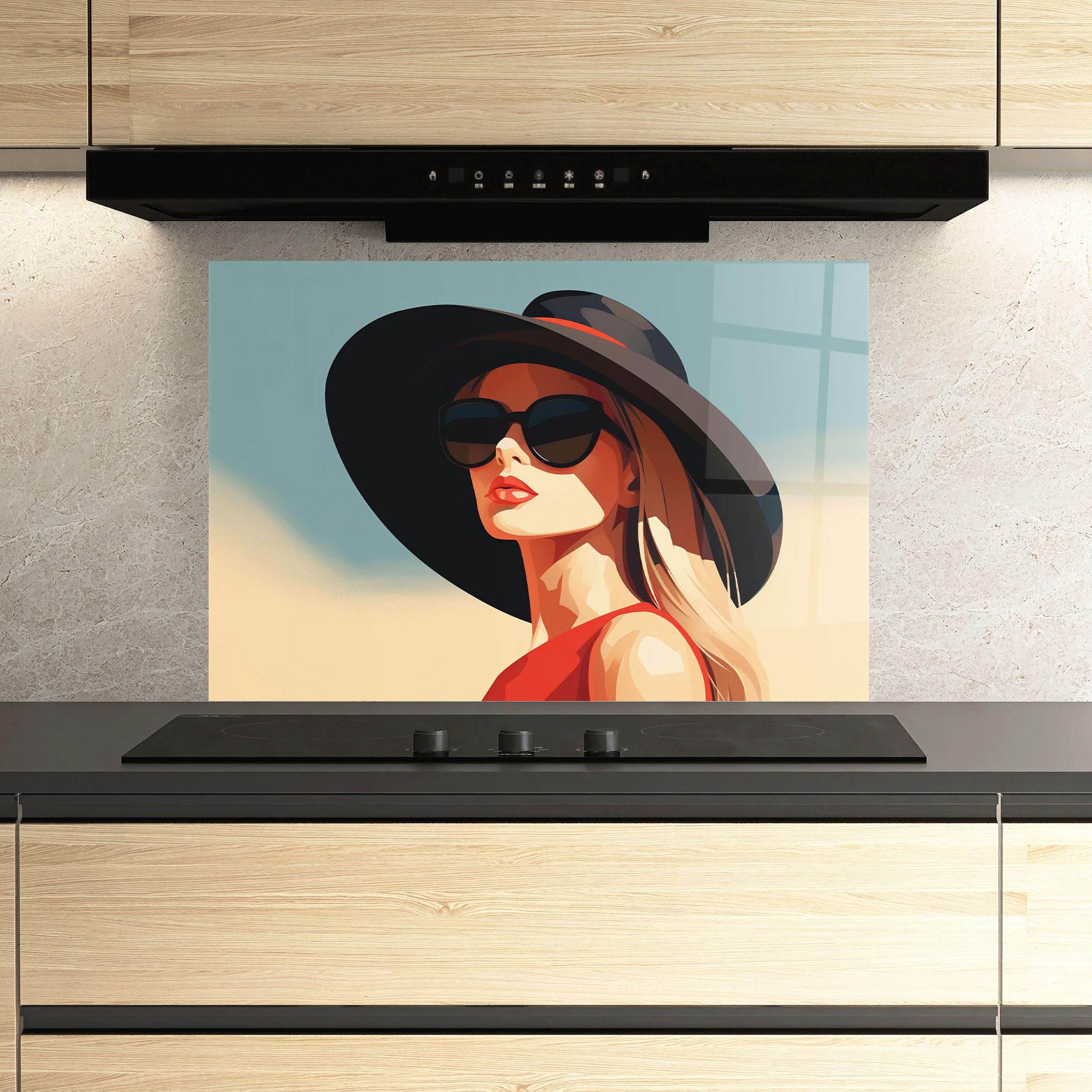 Küchenrückwand Glas Caucasian Glamor Model mockup 3