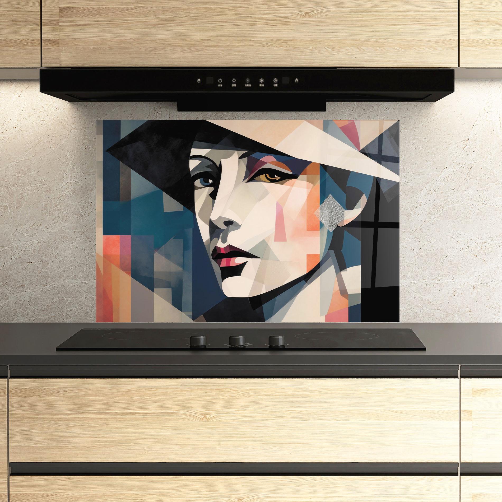 Küchenrückwand Glas Chicago Portrait mockup 3