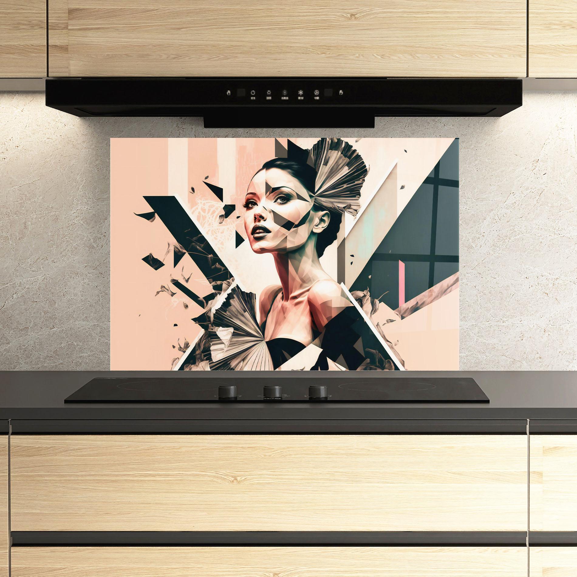 Küchenrückwand Glas Fashionista Design mockup 3