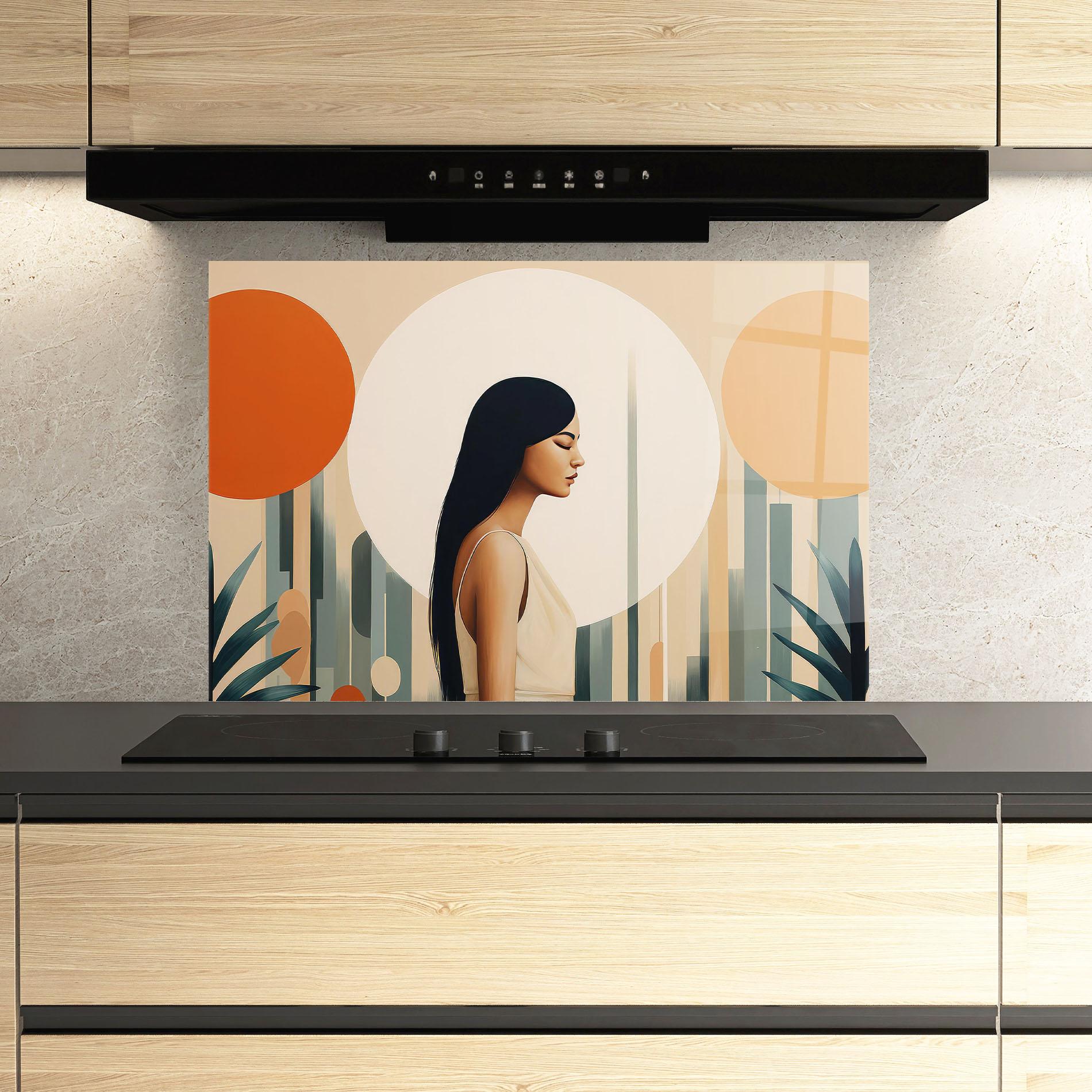 Küchenrückwand Glas Geometric Women mockup 3