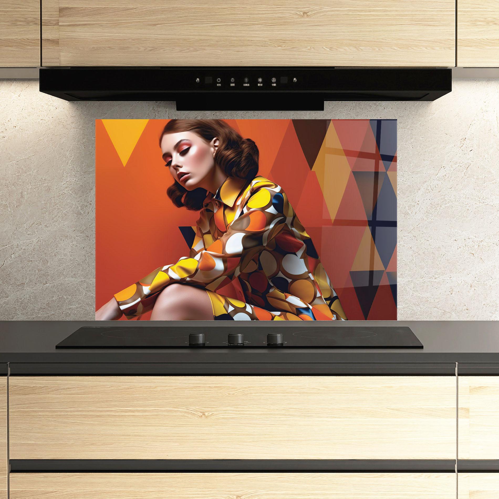 Küchenrückwand Glas Orange Fashion Design mockup 3