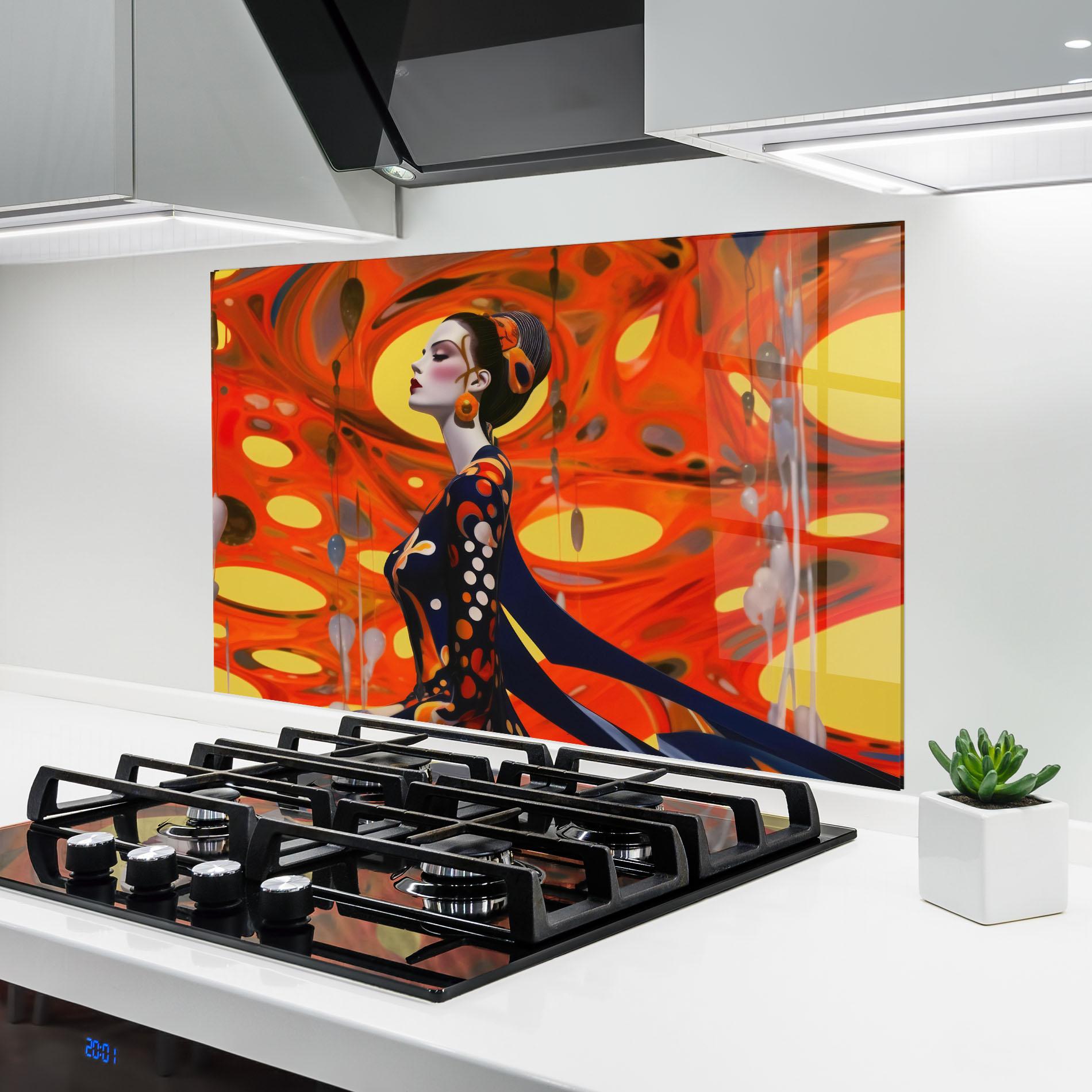 Küchenrückwand Glas Big Orange Accesories mockup 6