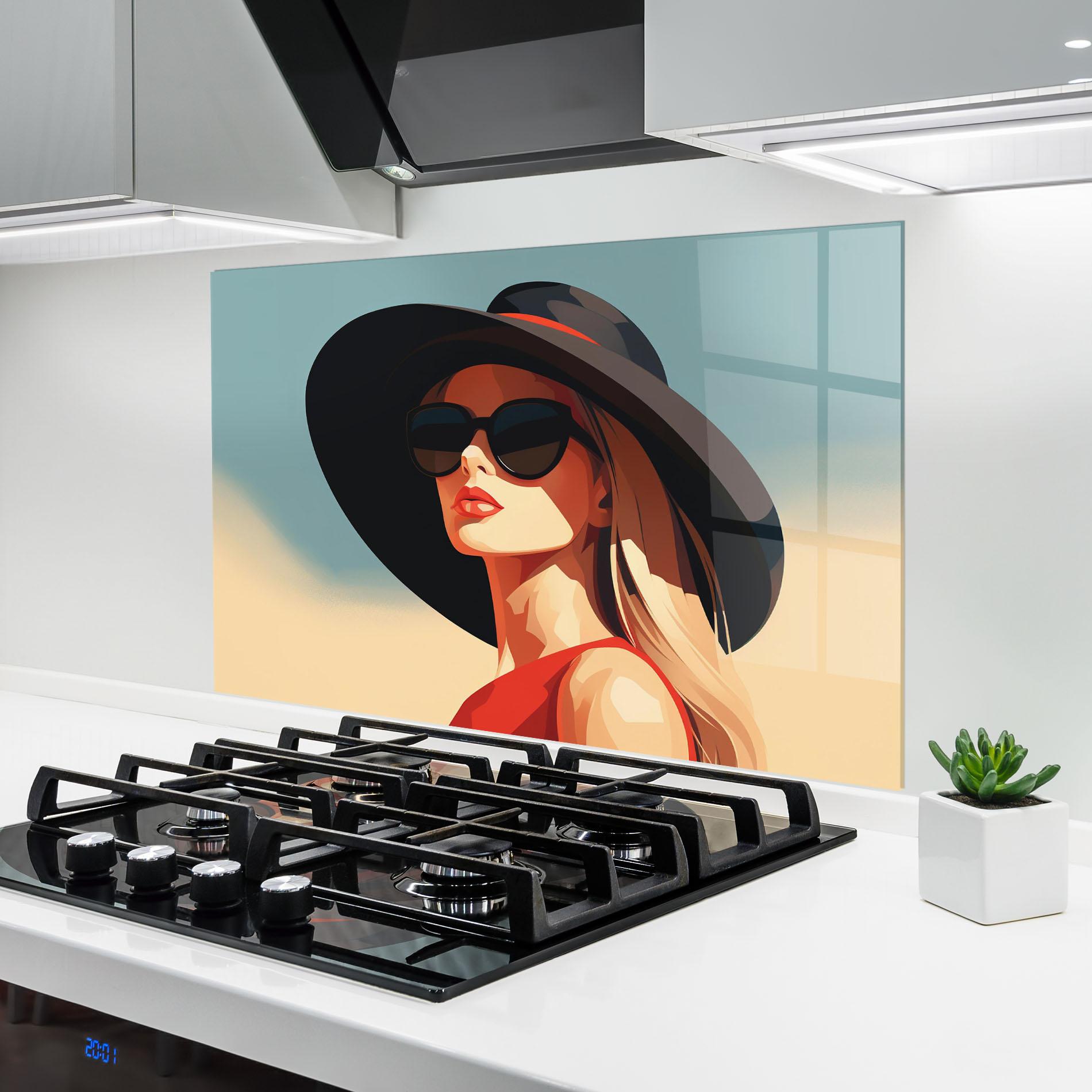 Küchenrückwand Glas Caucasian Glamor Model mockup 6