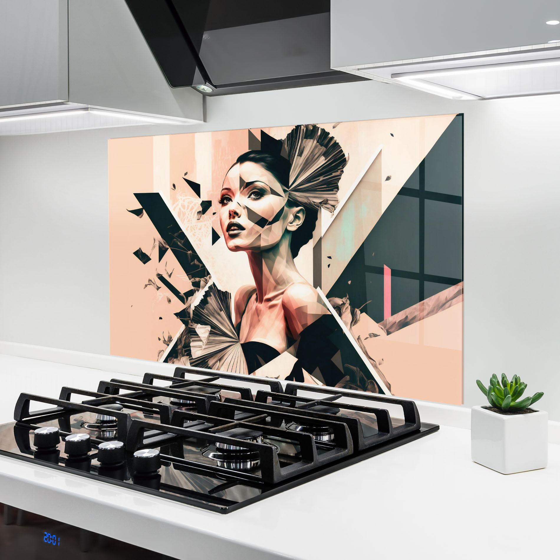 Küchenrückwand Glas Fashionista Design mockup 6