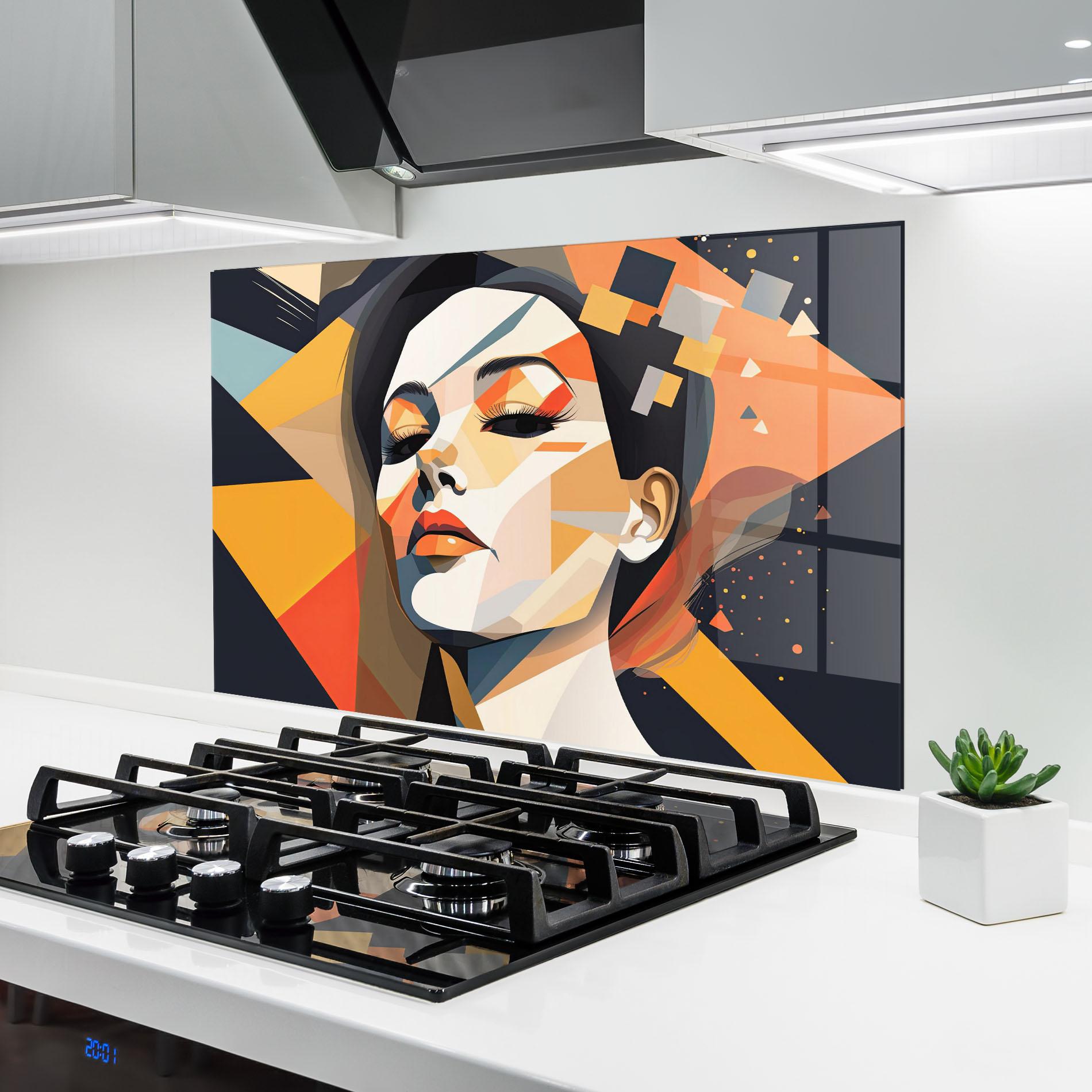 Küchenrückwand Glas Modern Orange Makeup mockup 6