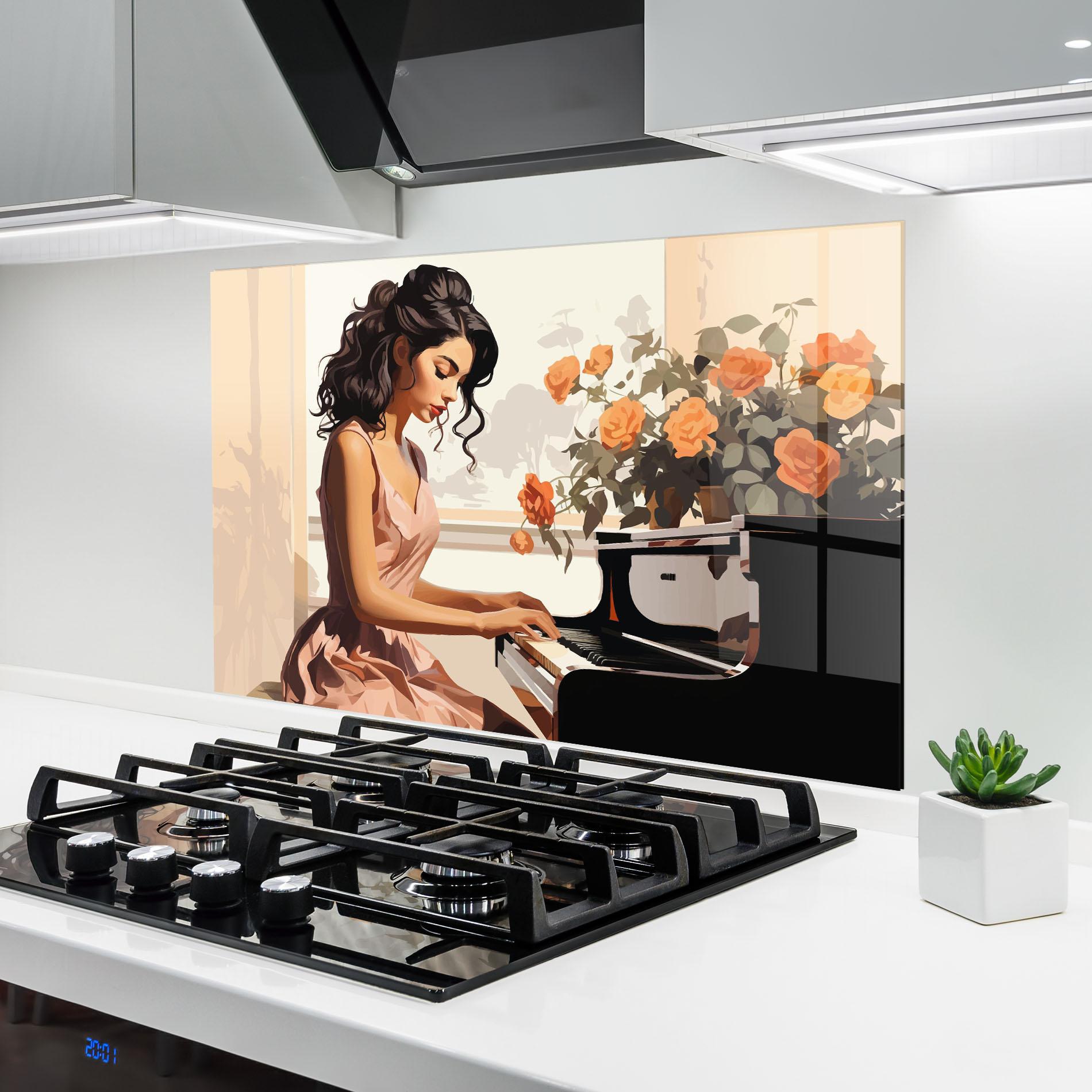 Küchenrückwand Glas Singer Painting mockup 6