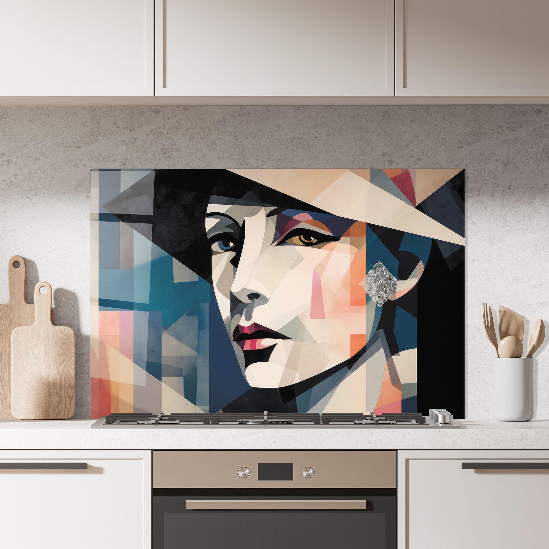 Küchenrückwand Glas Chicago Portrait mockup 7