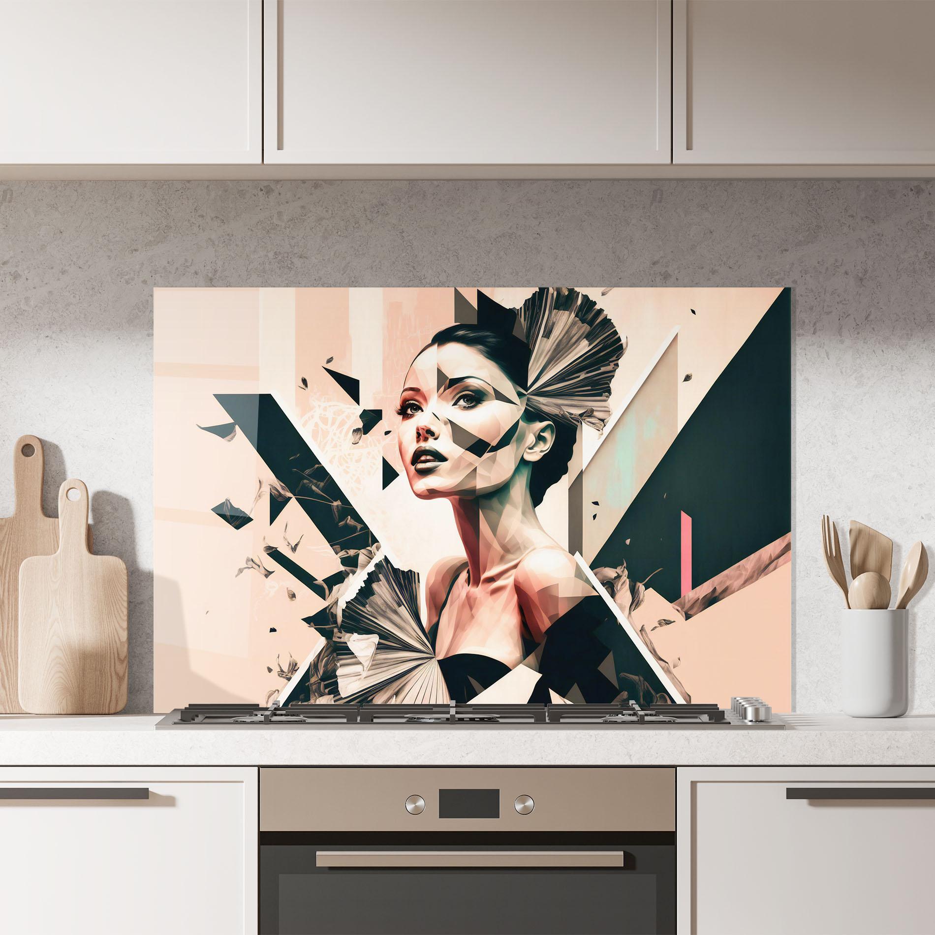 Küchenrückwand Glas Fashionista Design mockup 7