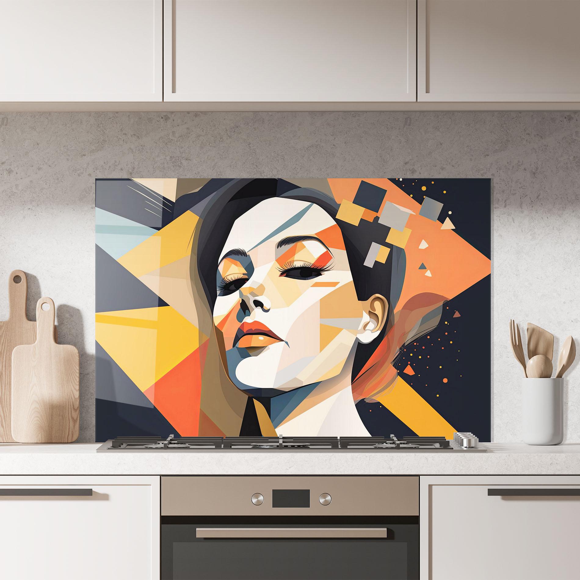 Küchenrückwand Glas Modern Orange Makeup mockup 7
