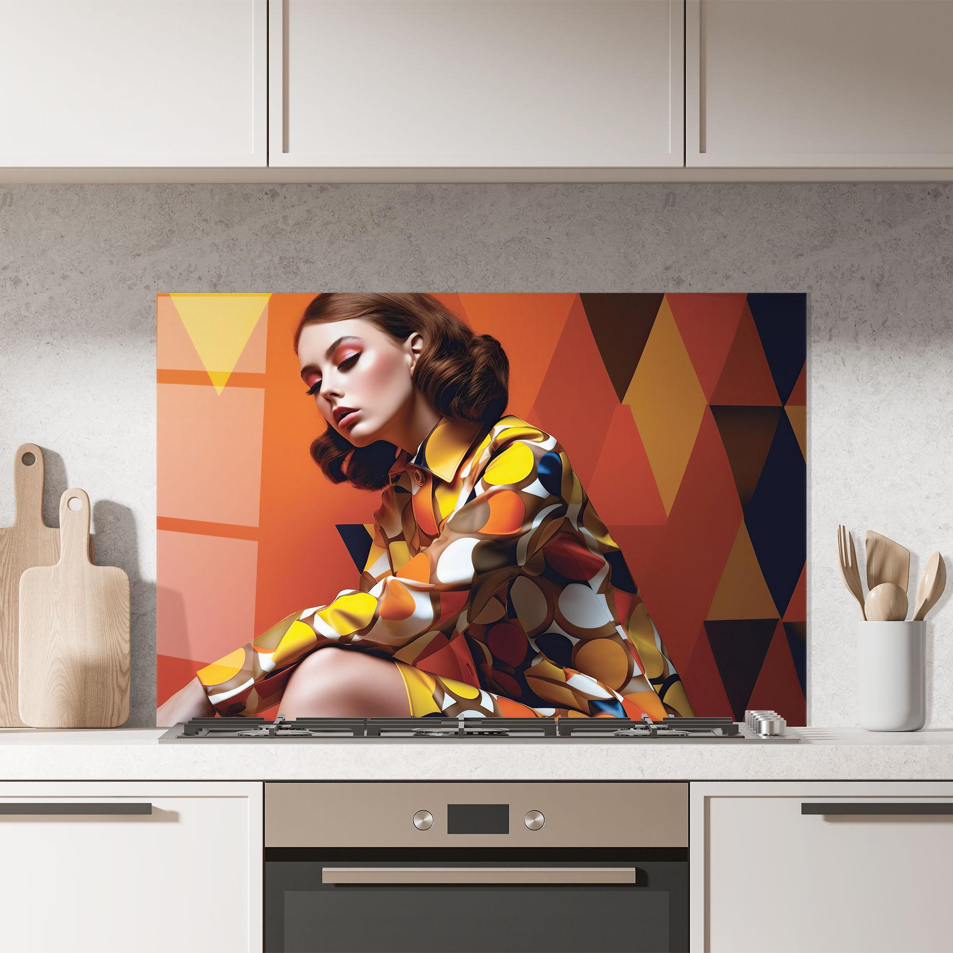 Küchenrückwand Glas Orange Fashion Design mockup 7