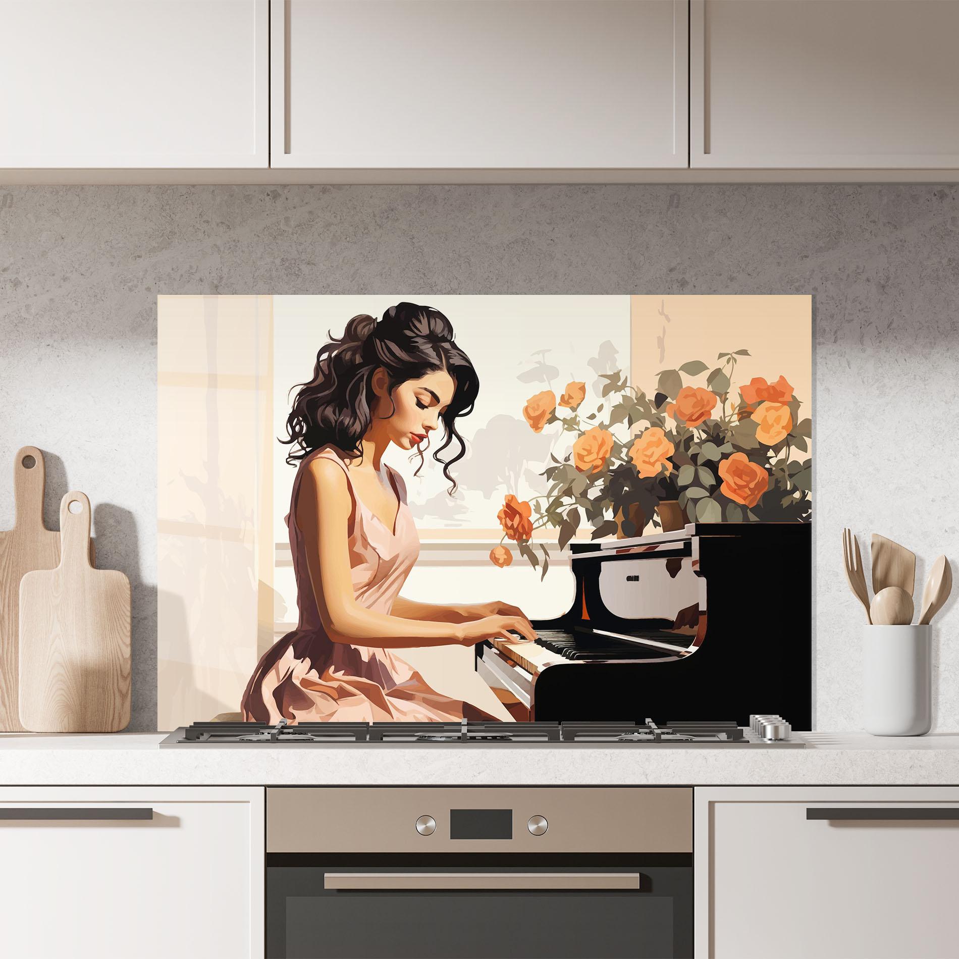 Küchenrückwand Glas Singer Painting mockup 7