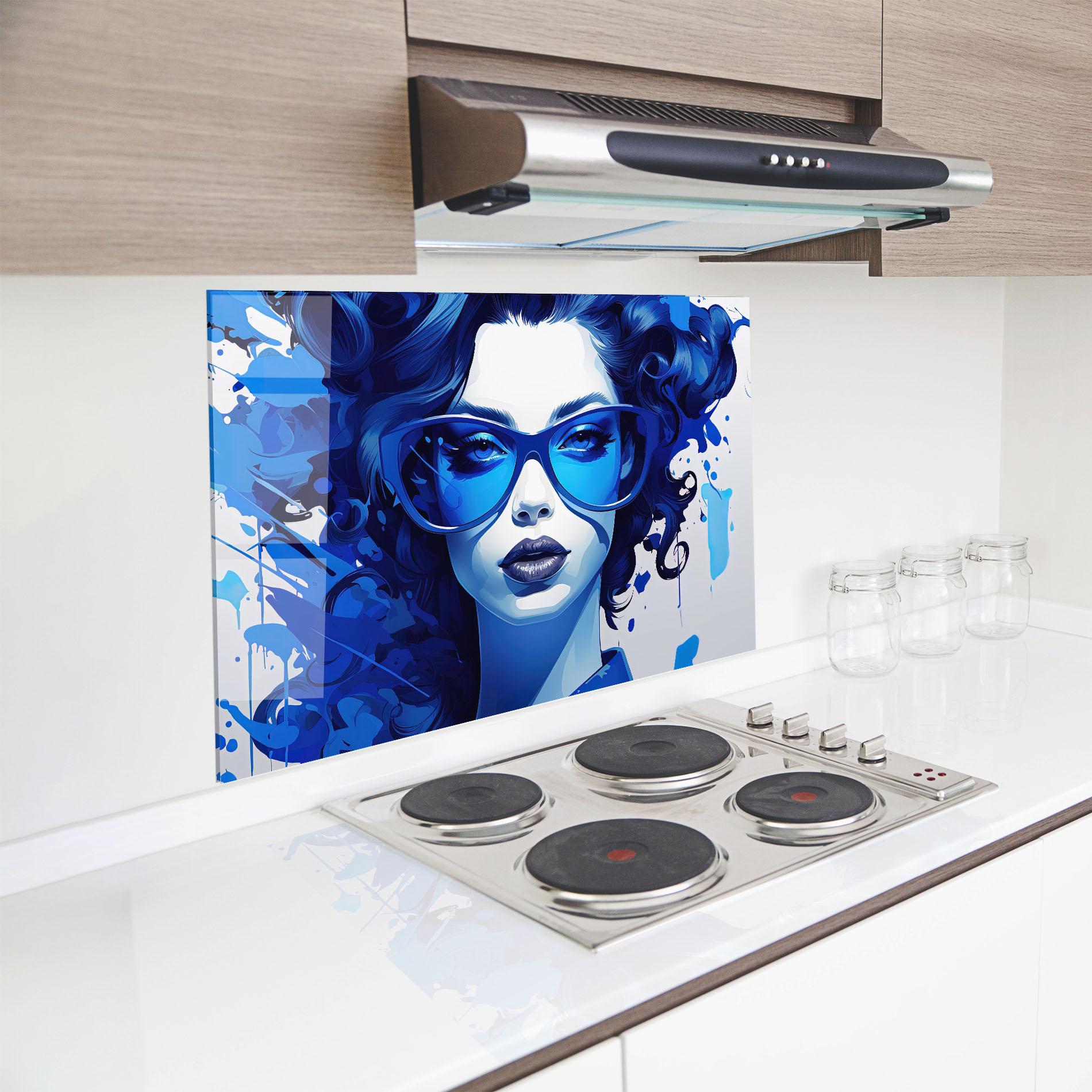 Küchenrückwand Glas Big Blue Glasses mockup 8