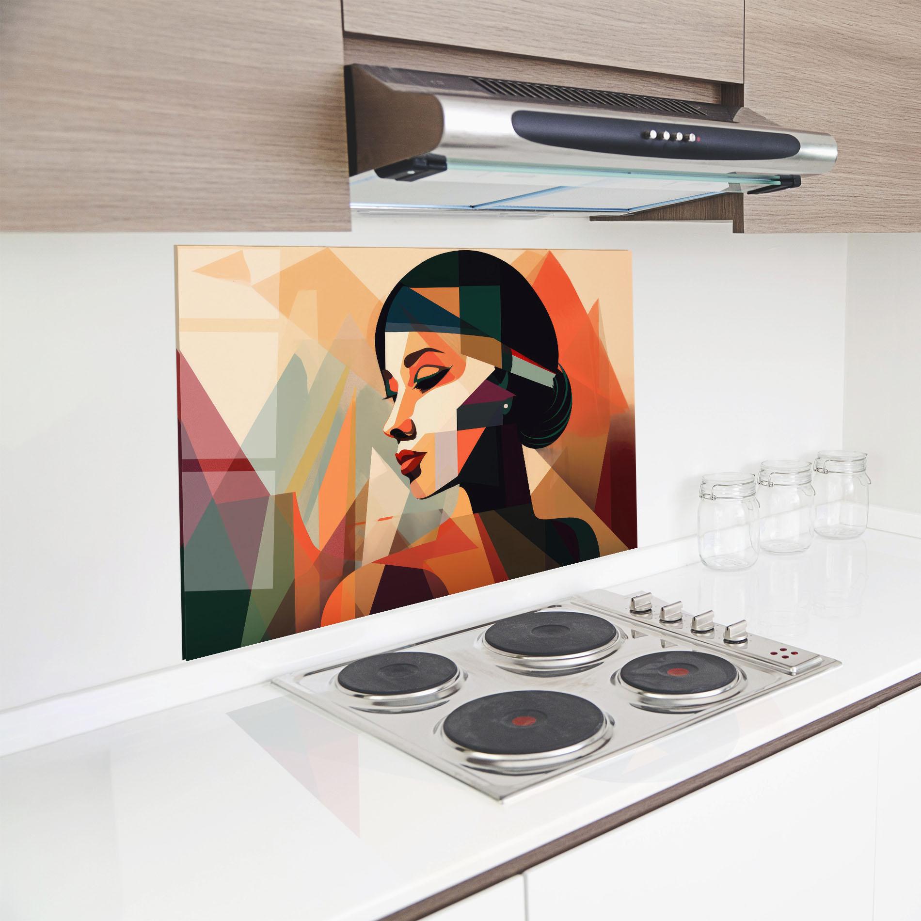 Küchenrückwand Glas Bold Shapes Lines mockup 8