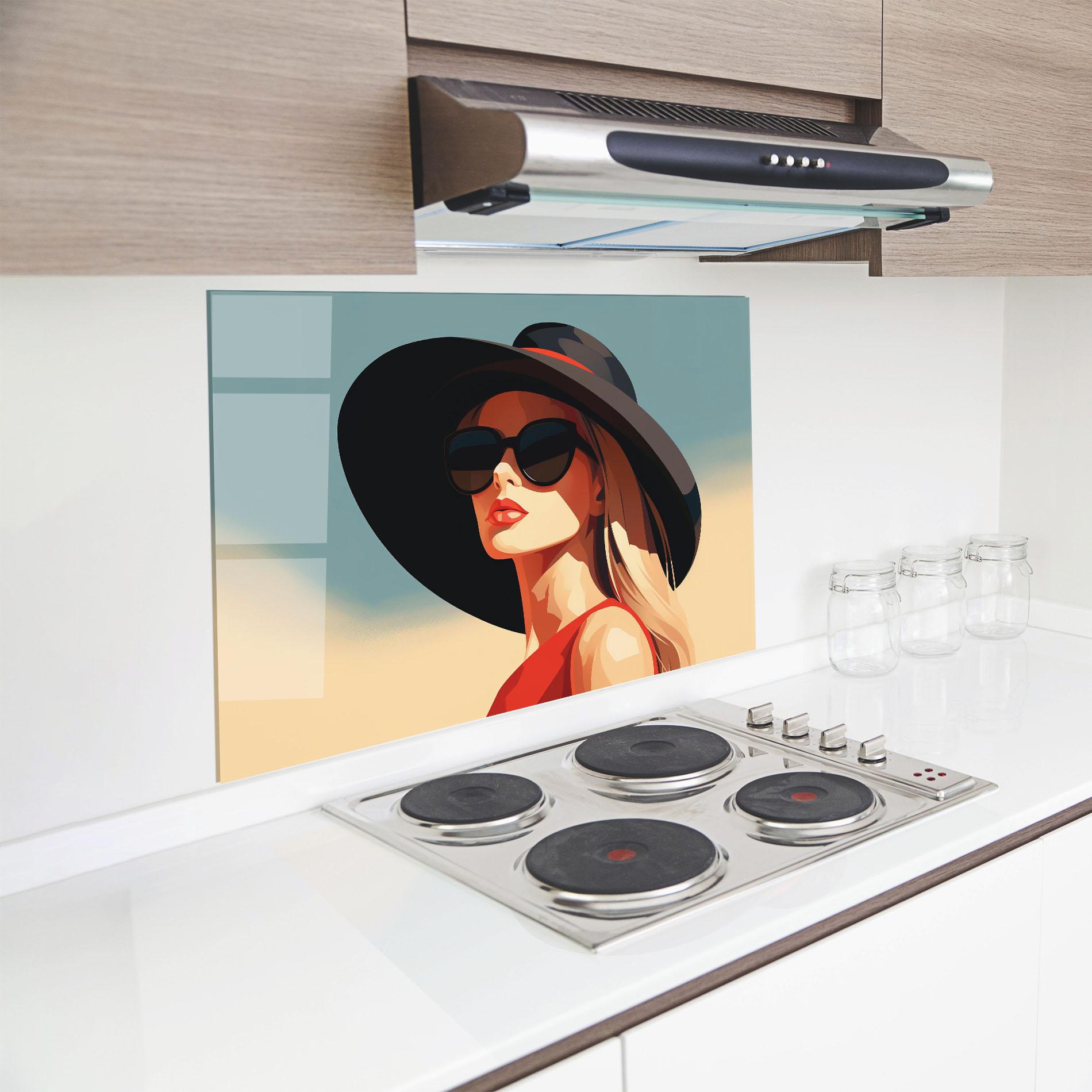 Küchenrückwand Glas Caucasian Glamor Model mockup 8