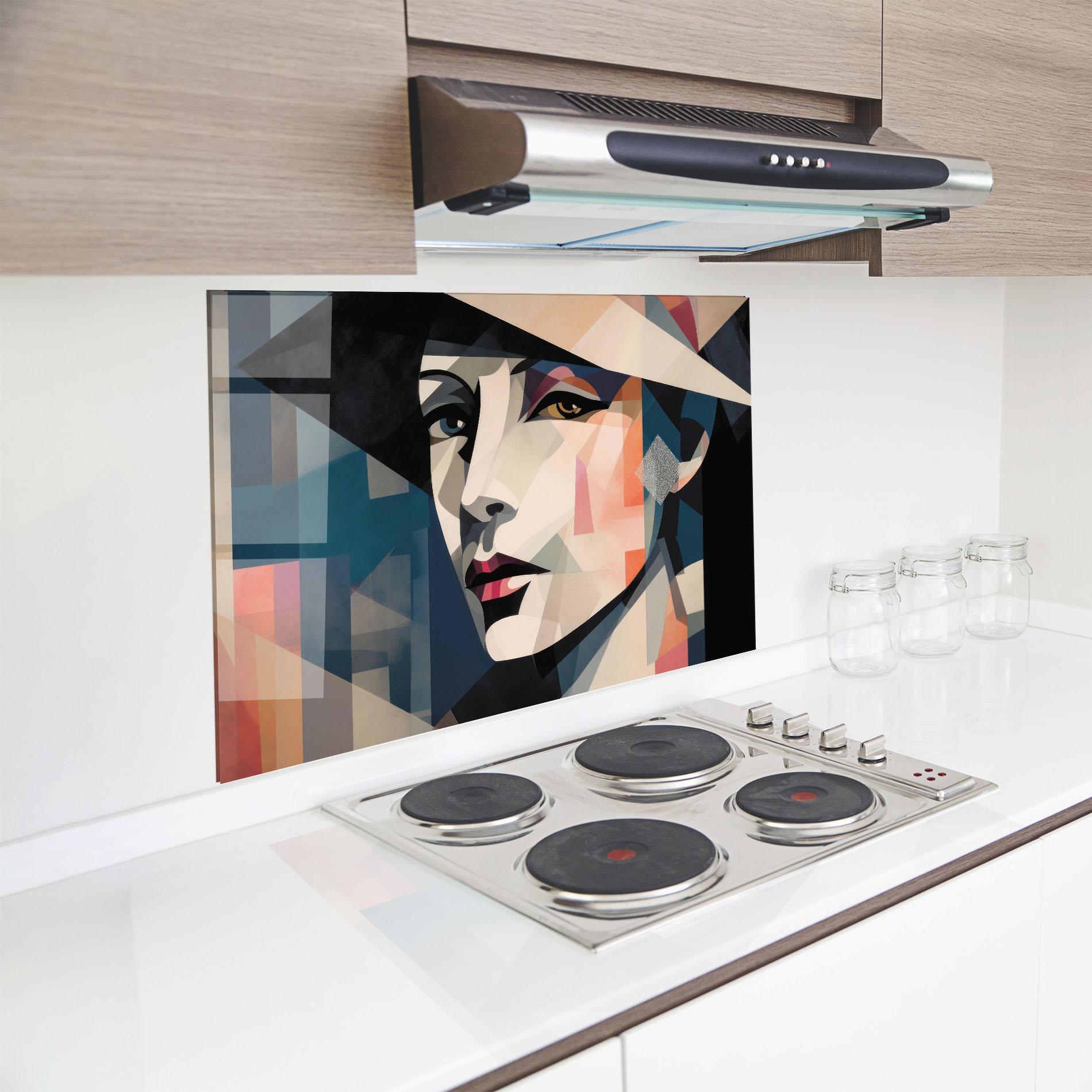 Küchenrückwand Glas Chicago Portrait mockup 8