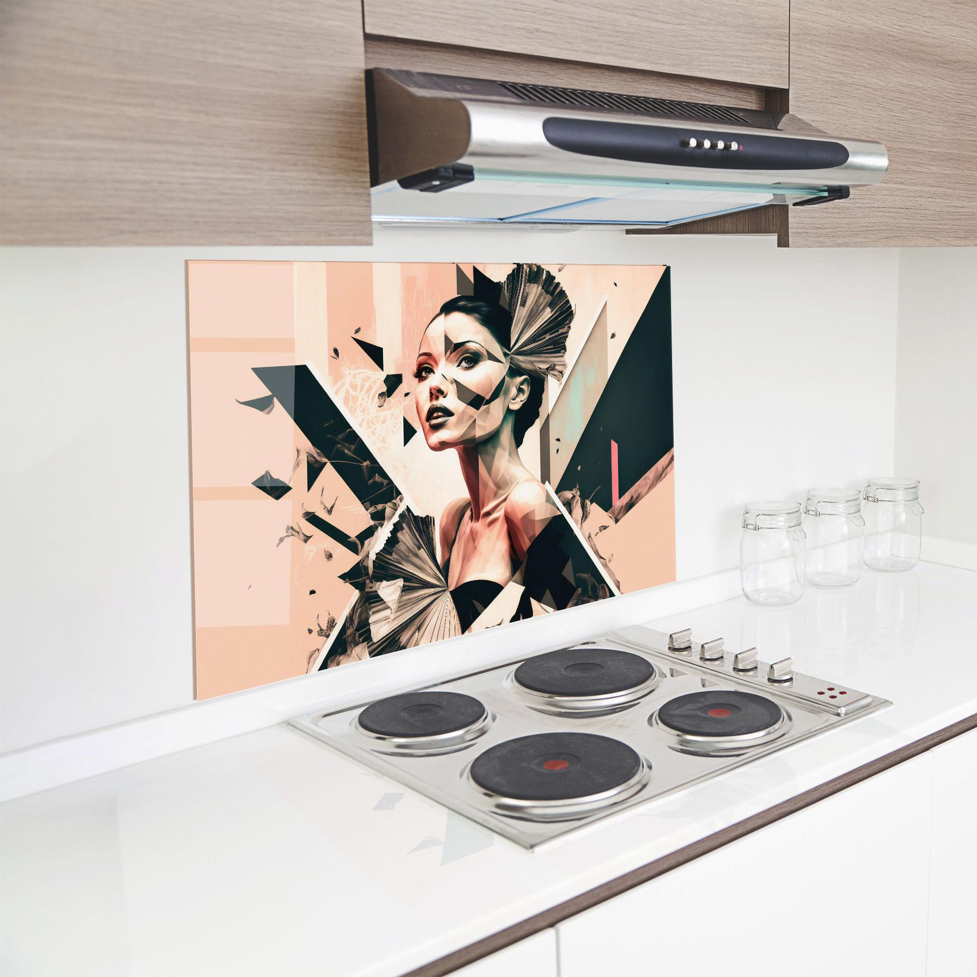 Küchenrückwand Glas Fashionista Design mockup 8