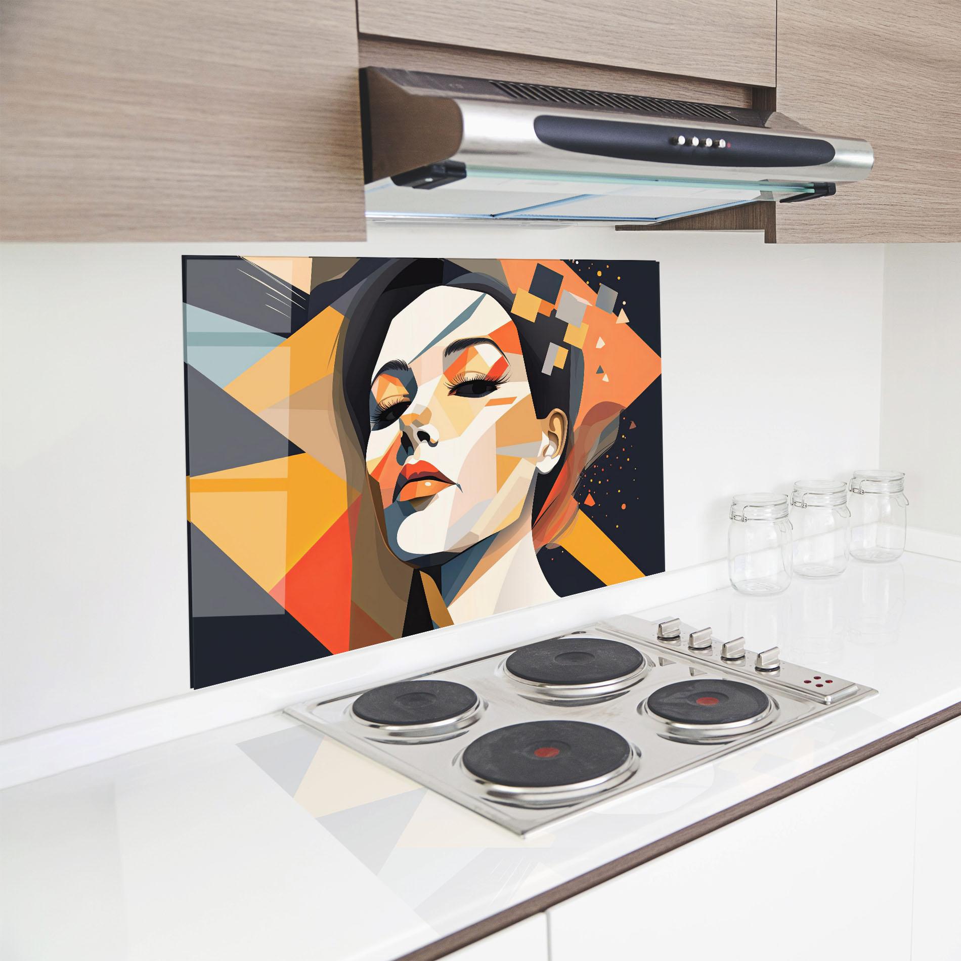 Küchenrückwand Glas Modern Orange Makeup mockup 8