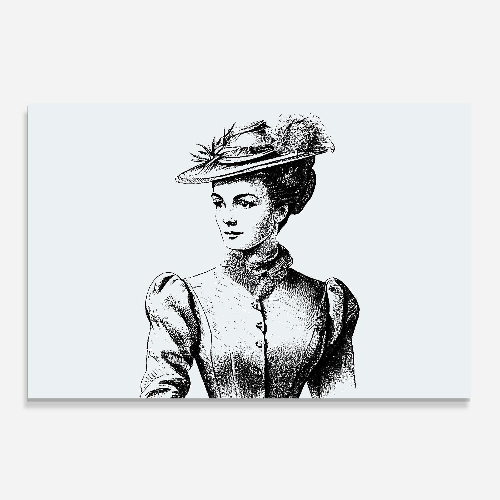 Küchenrückwand Glas Noble Lady Hat mockup 0