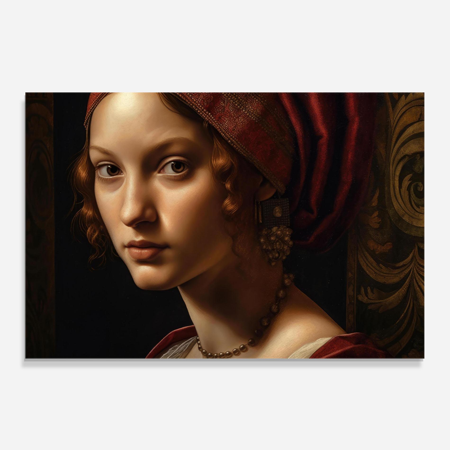 Küchenrückwand Glas Red Hair Woman Art mockup 0