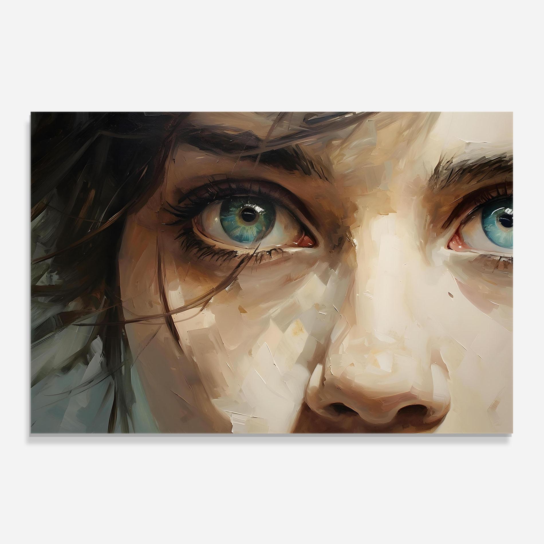 Küchenrückwand Glas Vintage Blue Eyes Art mockup 0