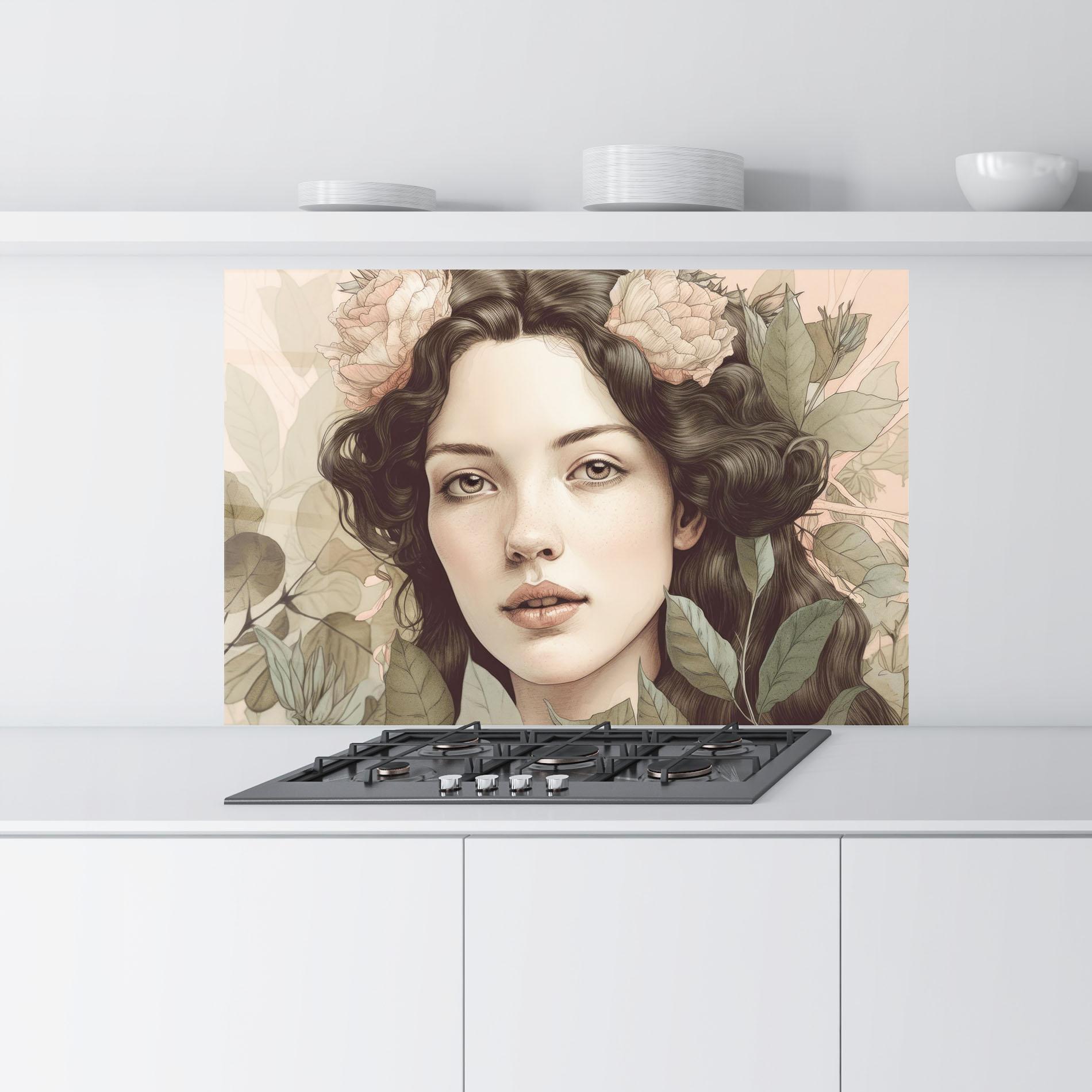 Küchenrückwand Glas Beautiful Vintage Portrait mockup 9