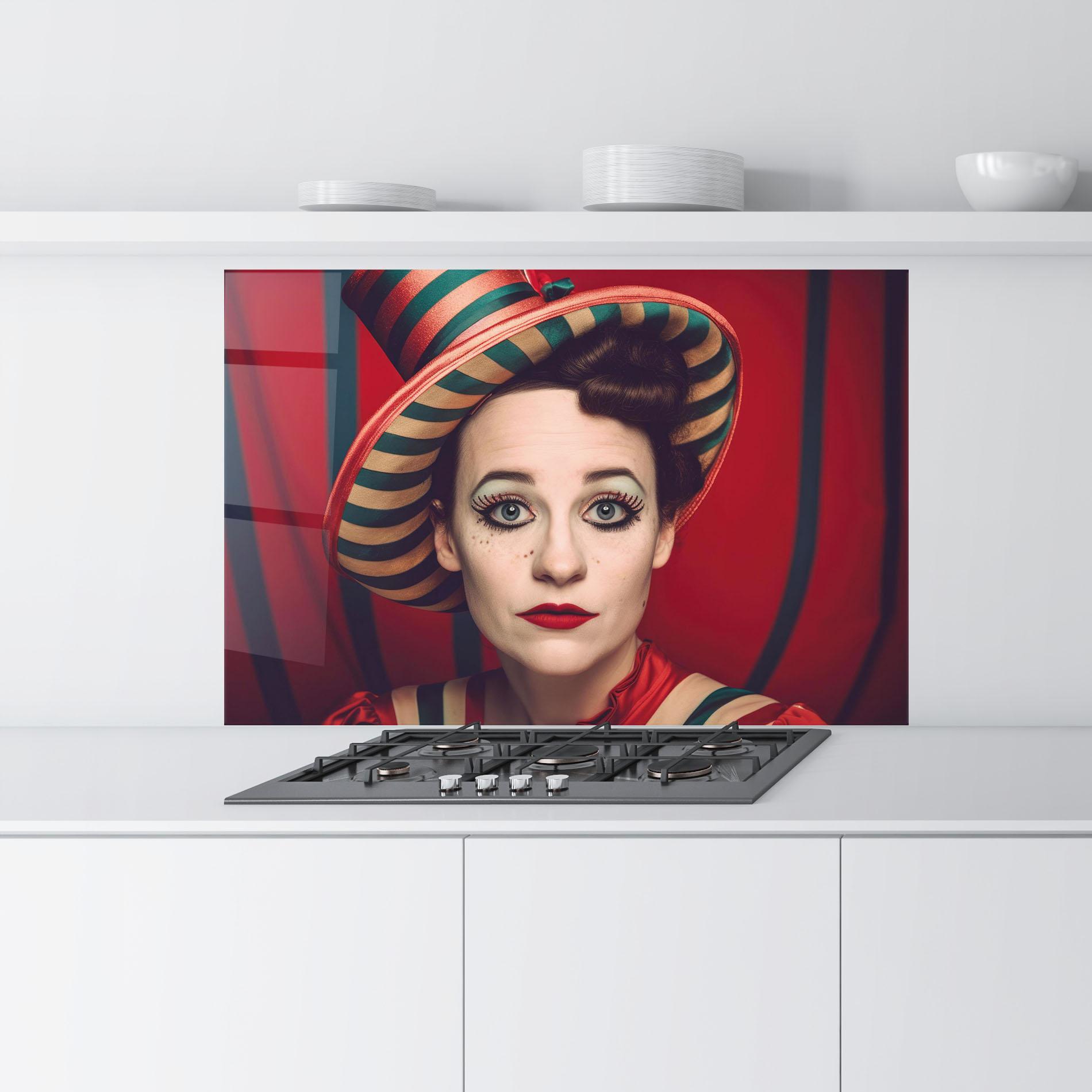 Küchenrückwand Glas Carnival Vintage Portrait mockup 9