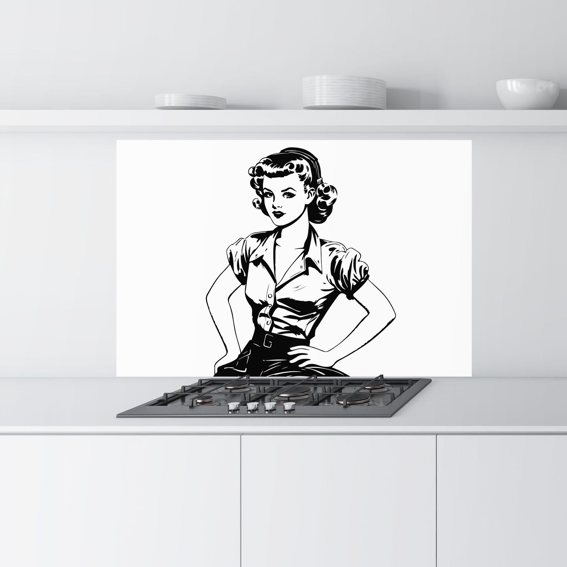 Küchenrückwand Glas Pretty Shilouette Girl mockup 9