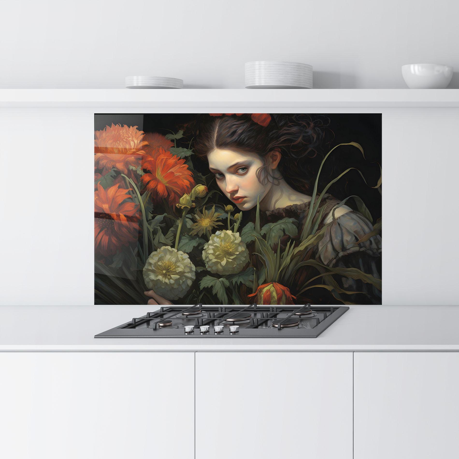 Küchenrückwand Glas Vintage Flowers mockup 9