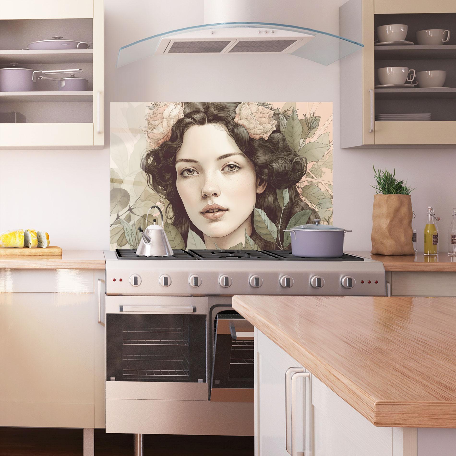 Küchenrückwand Glas Beautiful Vintage Portrait mockup 1