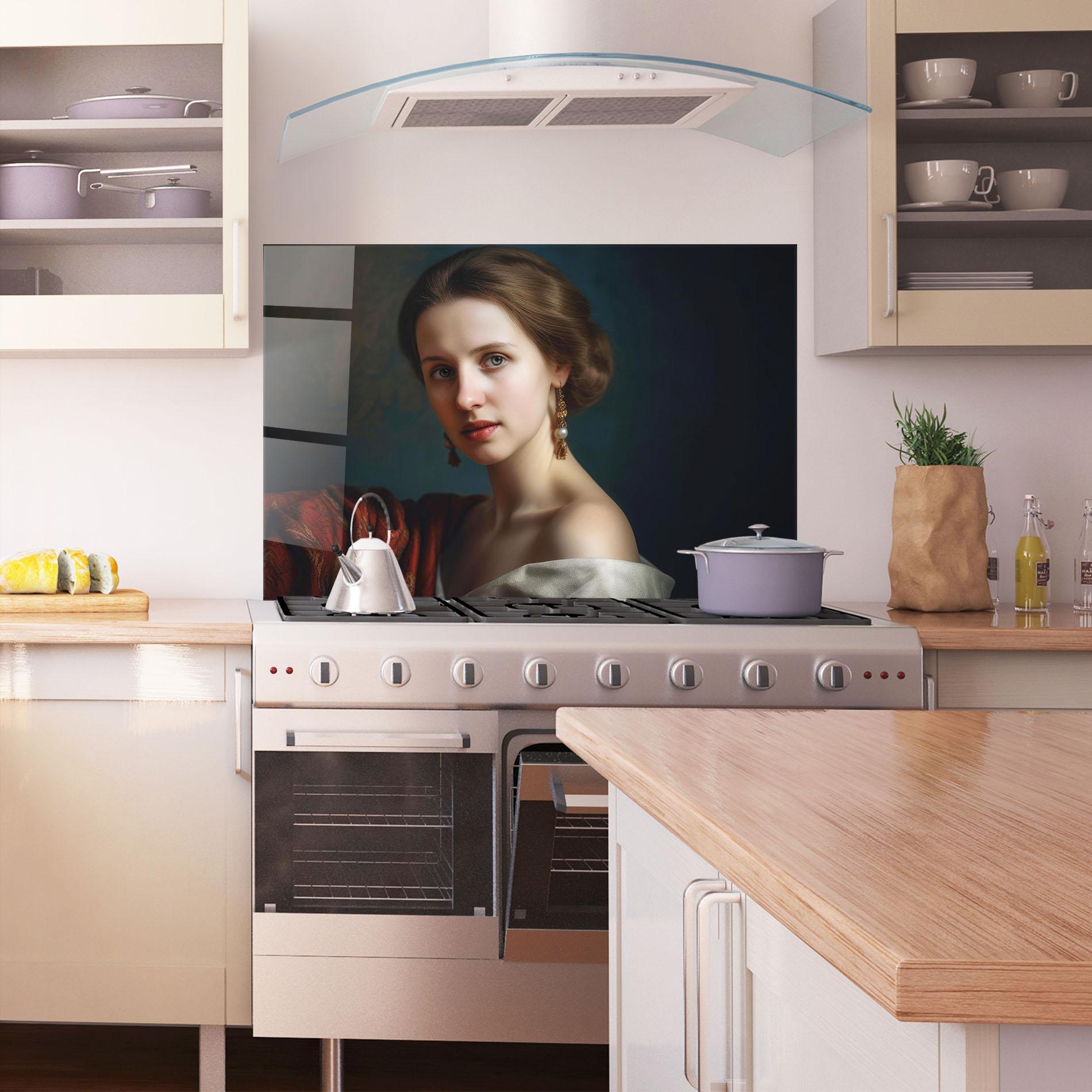 Küchenrückwand Glas Classical Painting mockup 1