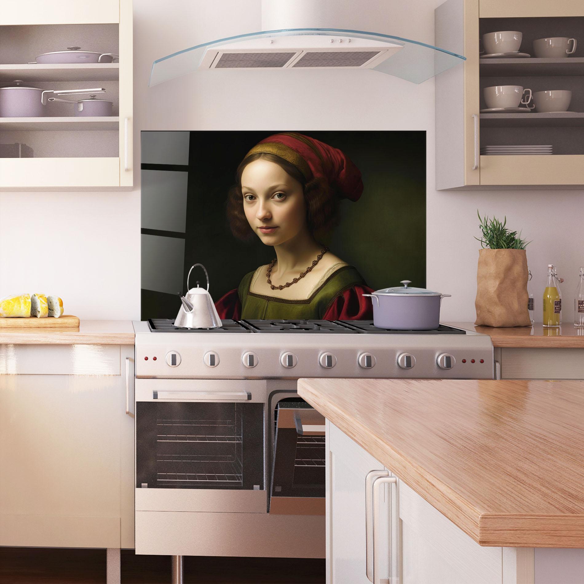 Küchenrückwand Glas Vintage Old Painting mockup 1