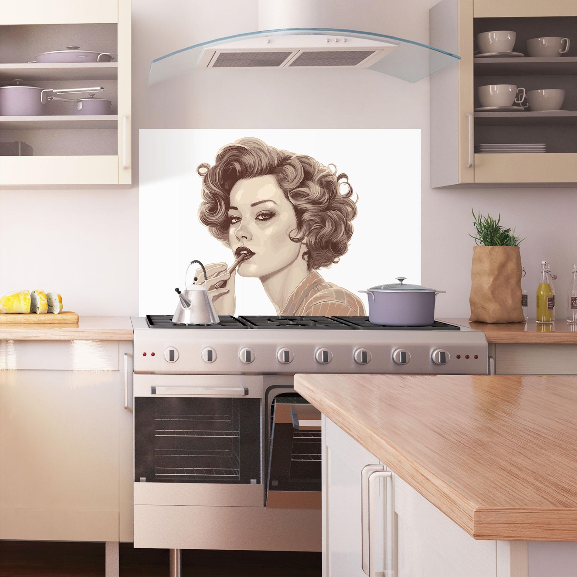 Küchenrückwand Glas Vintage Smoking mockup 1