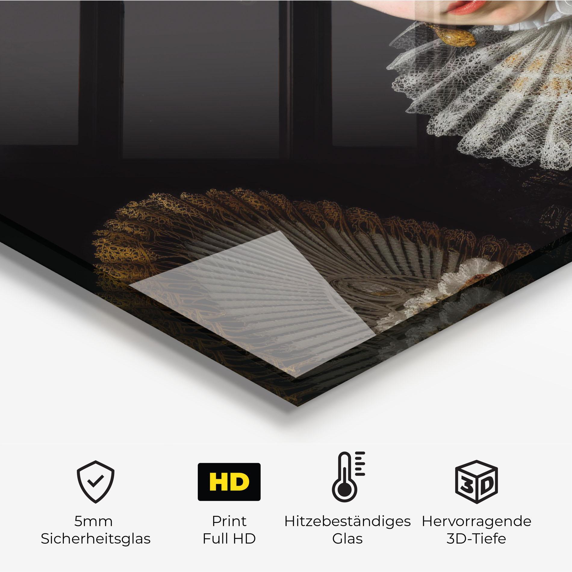 Küchenrückwand Glas Baroque Lady Portrait mockup 2