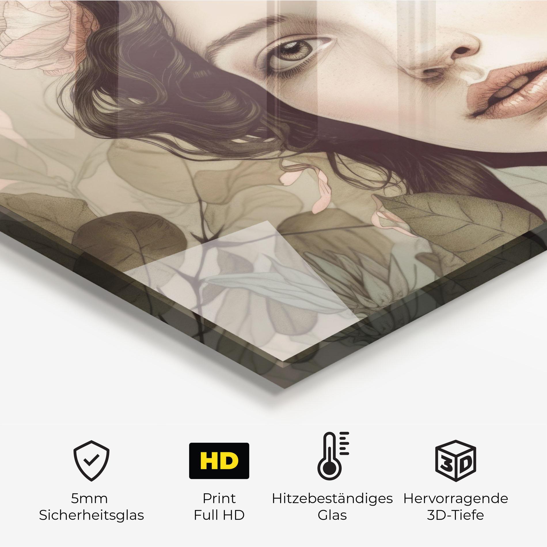 Küchenrückwand Glas Beautiful Vintage Portrait mockup 2